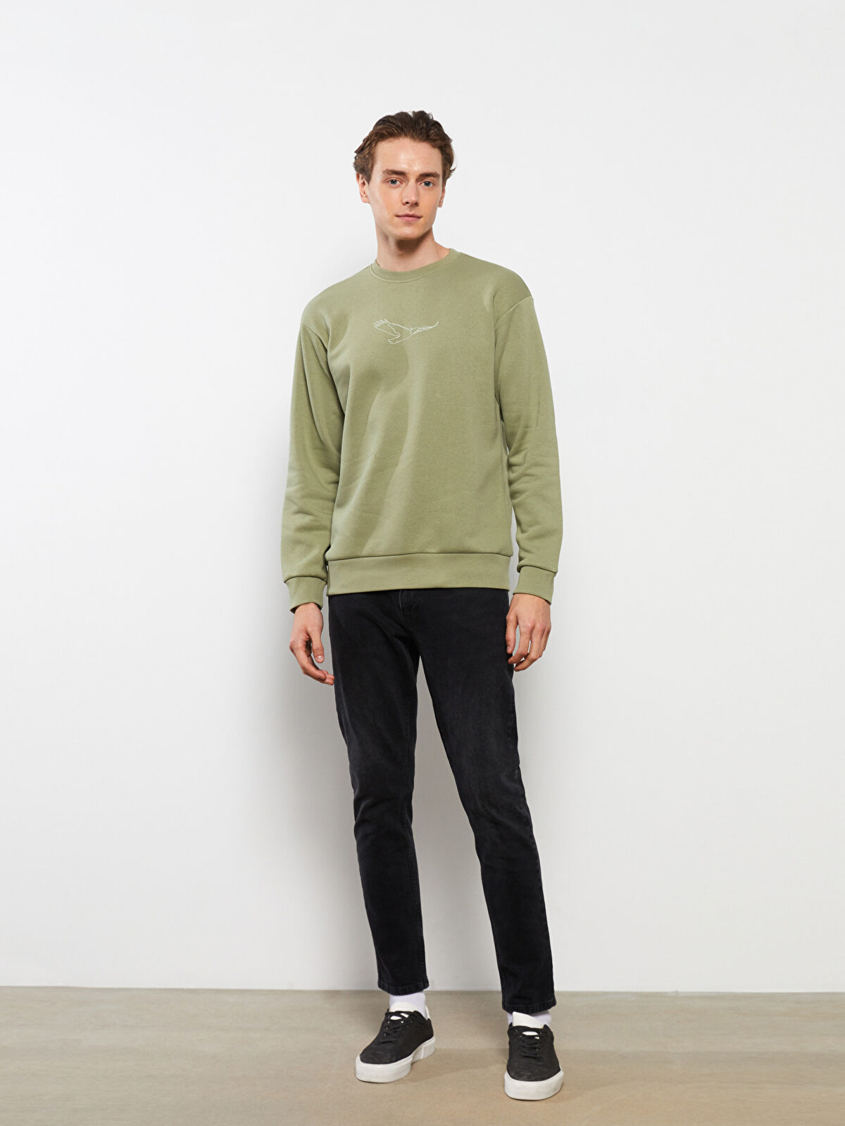 LC Waikiki Crew Neck Printed Men's Thick Sweatshirt