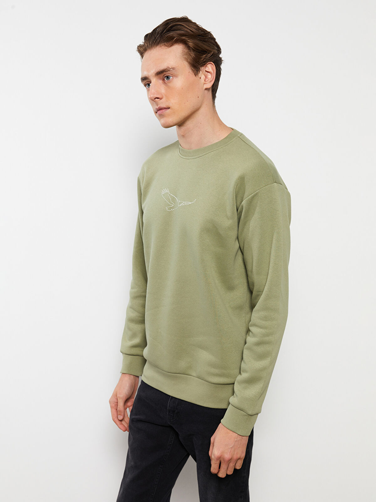 LC Waikiki Crew Neck Printed Men's Thick Sweatshirt