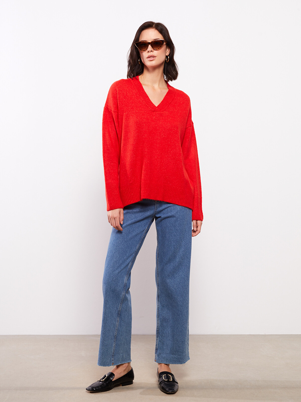 LCWAIKIKI Basic V Neck Plain Long Sleeve Women's Knitwear Sweater