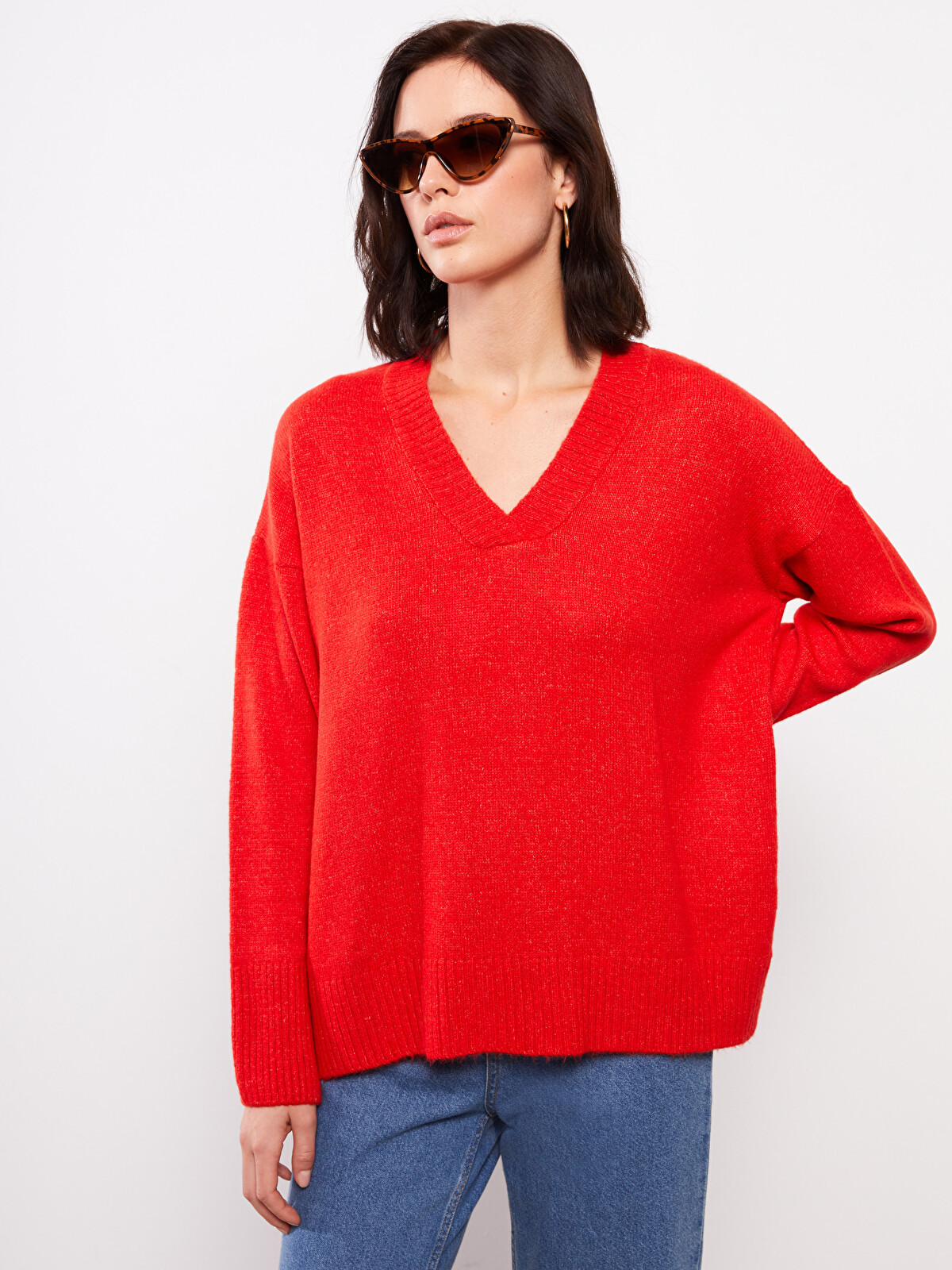 LCWAIKIKI Basic V Neck Plain Long Sleeve Women's Knitwear Sweater