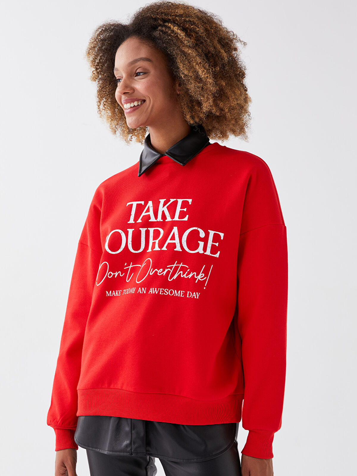 Crew Neck Printed Long Sleeve Women's Sweatshirt -W2IO94Z8