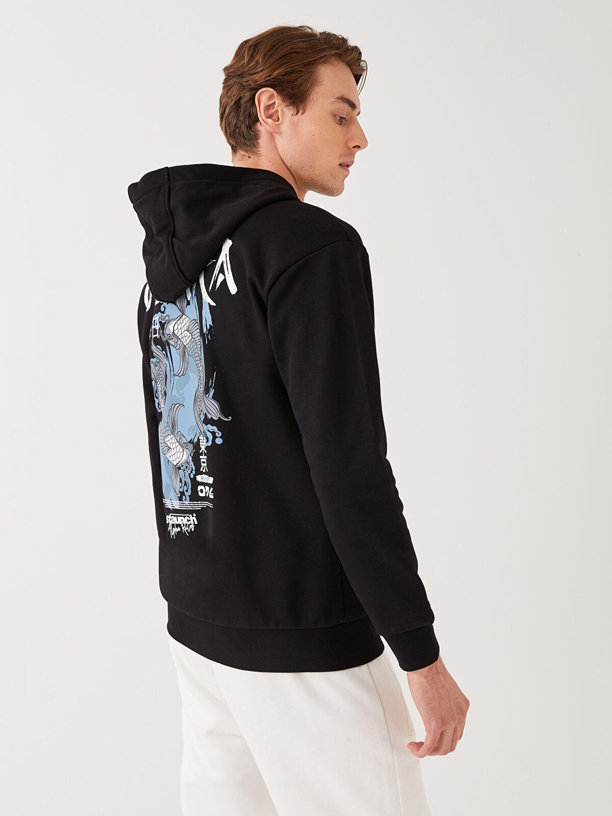 Kuu様 XSIDE Siyah Uzun Kollu Baskılı Erkek Kalın Hoodie - W2J583Z8-CVL | LCW