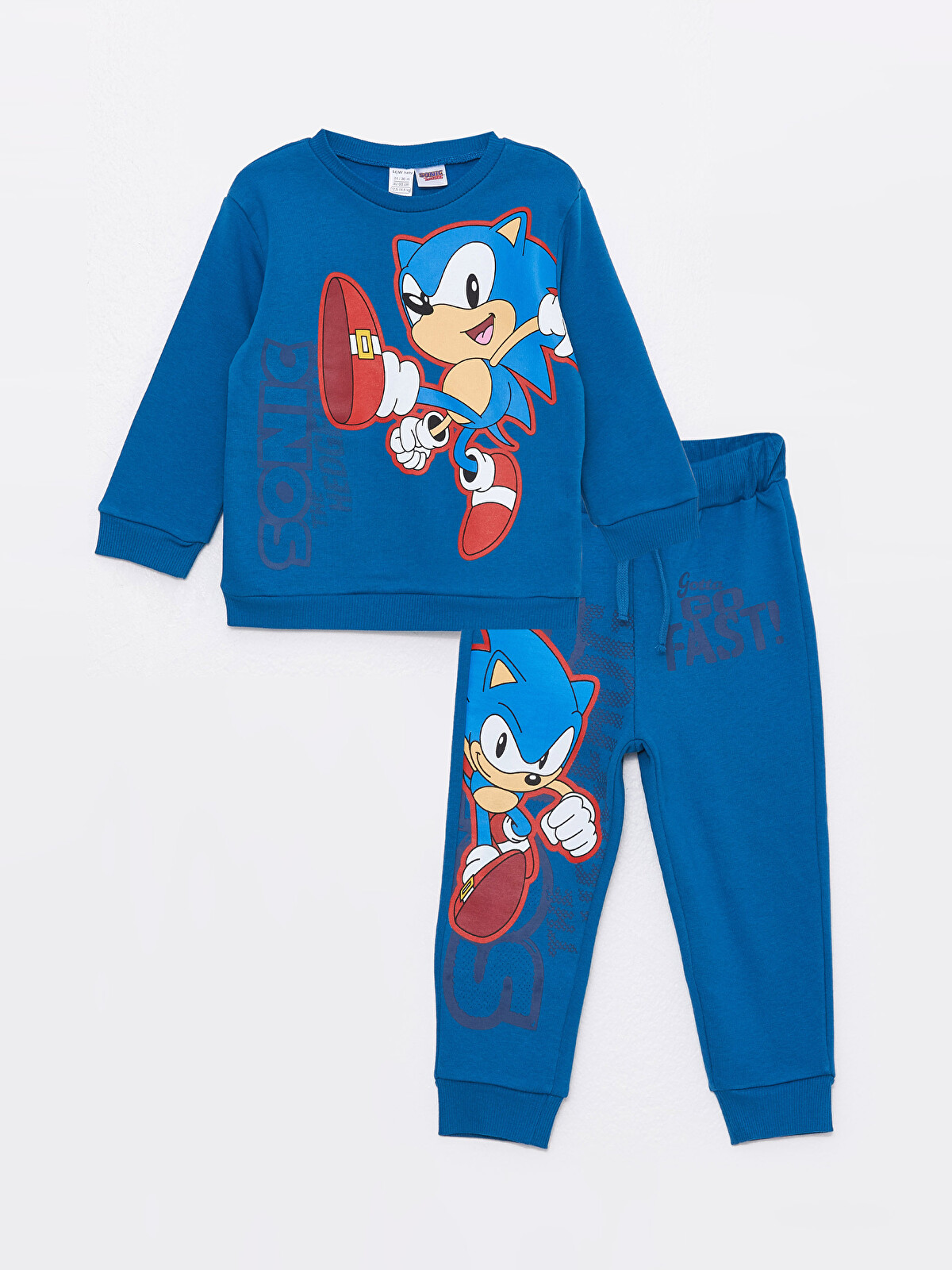 LCW baby Mavi Sonic Baskılı Bisiklet Yaka Erkek Bebek Sweatshirt