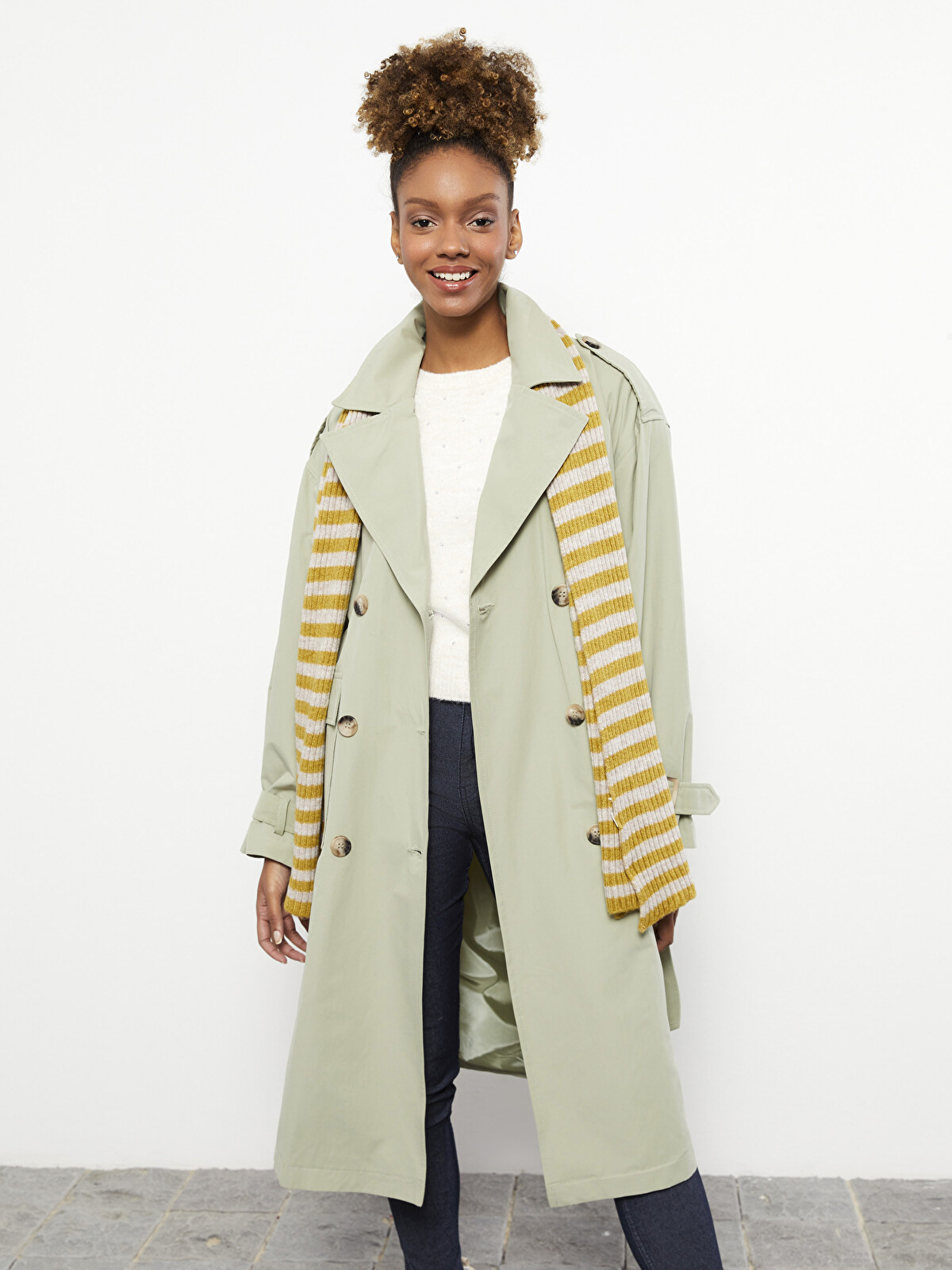 LCW Vision Jacket Collar Oversize Women's Trench Coat - S30239Z8