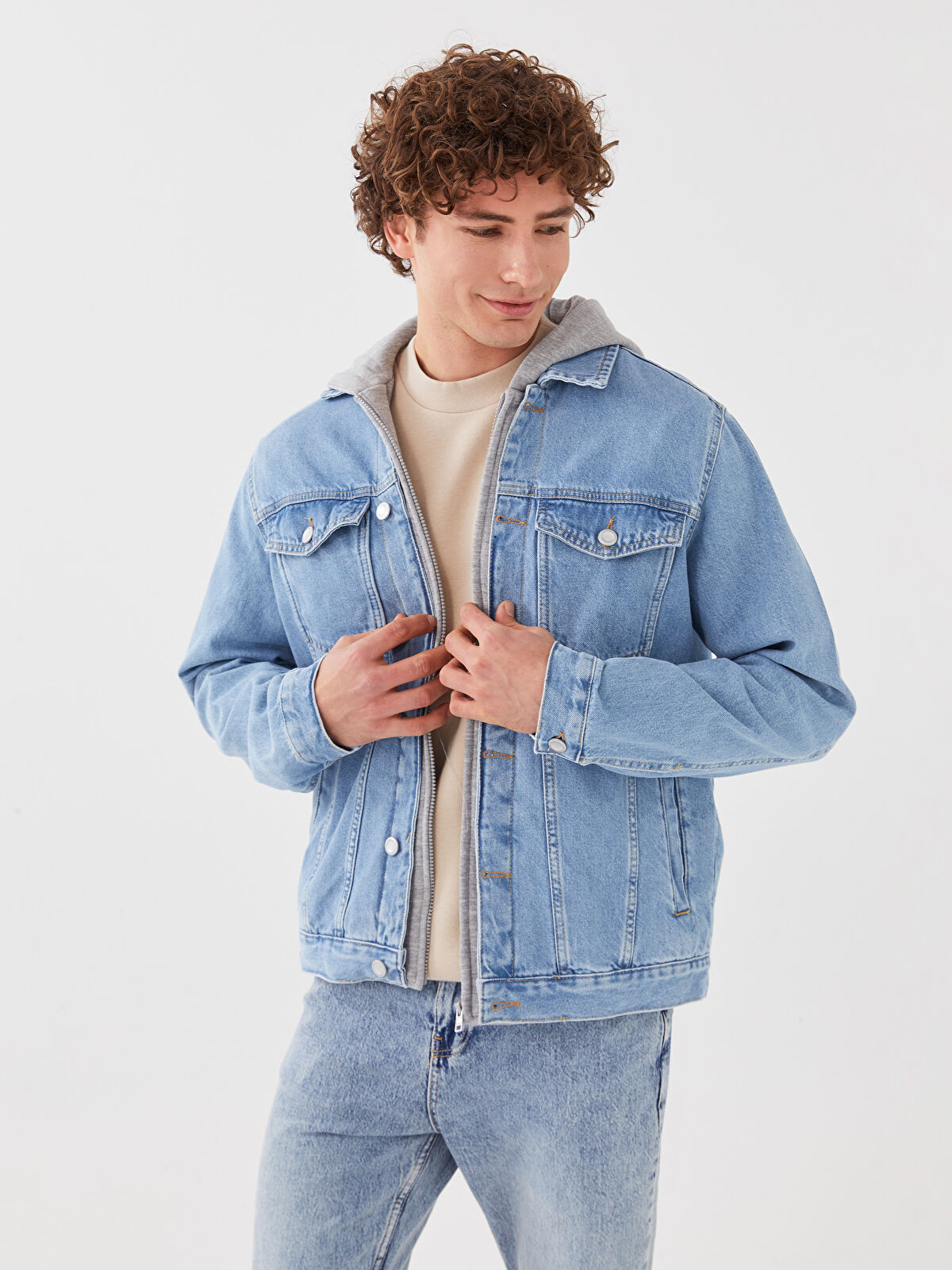 [COSYHARU公式]Cray Denim Hooded Jacket 関税・送料込み COSYHARU】Cray Denim Short Sleeve Hood Jacket (COSYHARU