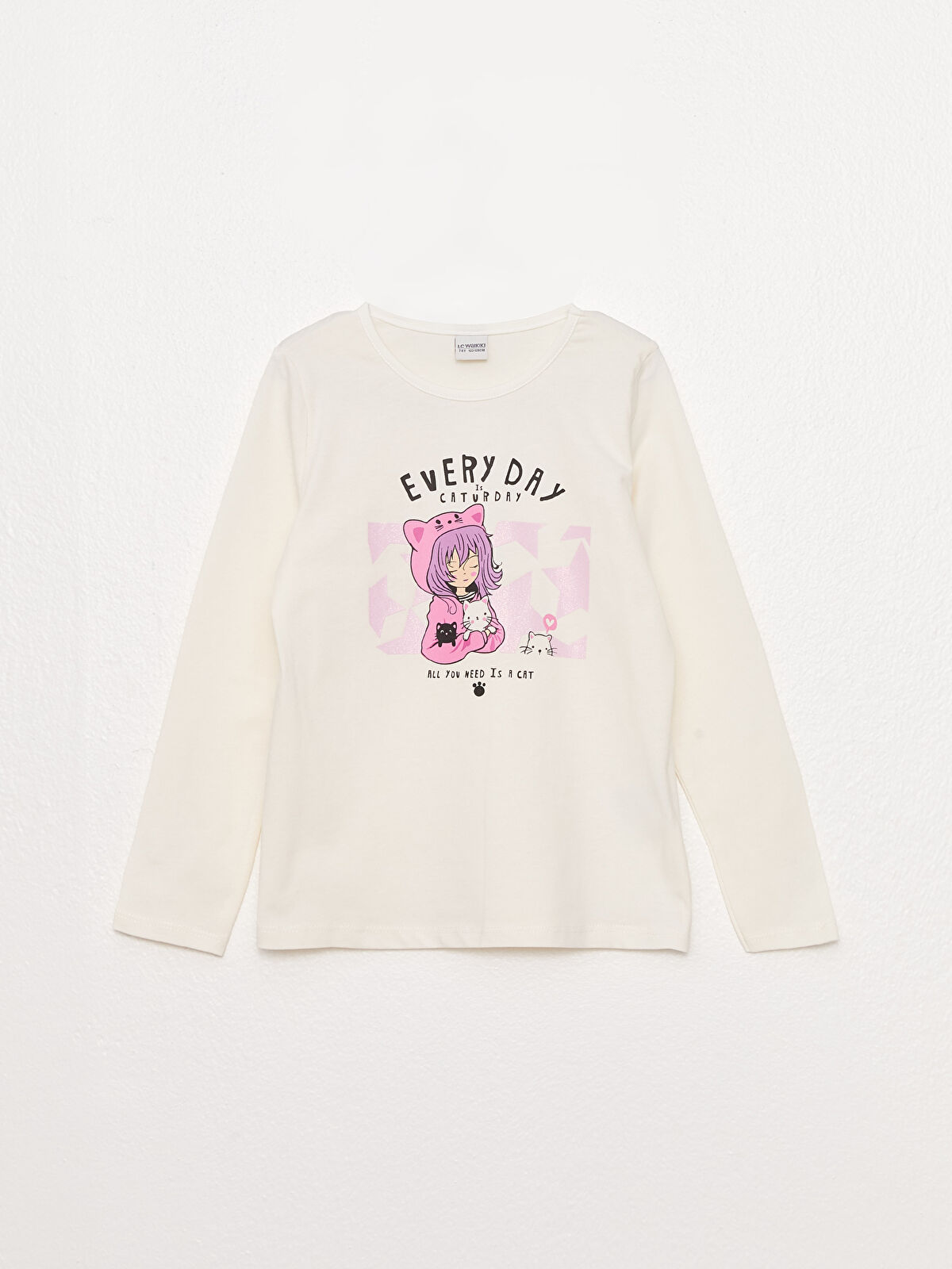 半額満載！スーパーSALE グランドセール！ Sleeve Long Printed Neck Crew Girls' -S33401Z4-FDH T-Shirt ミュージシャン