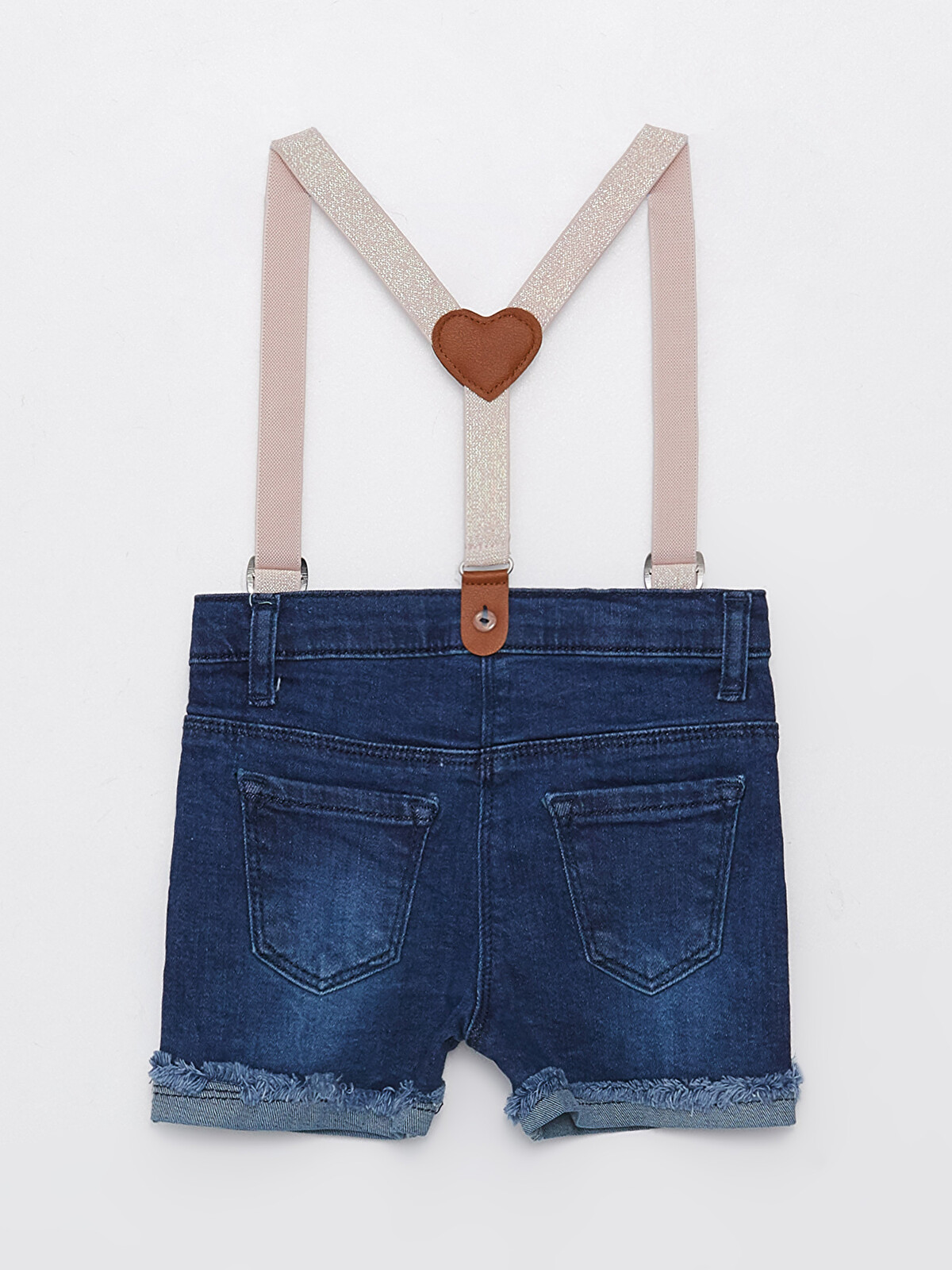 LCW baby Basic Baby Girl Jean Shorts And Suspenders 2 Piece Set