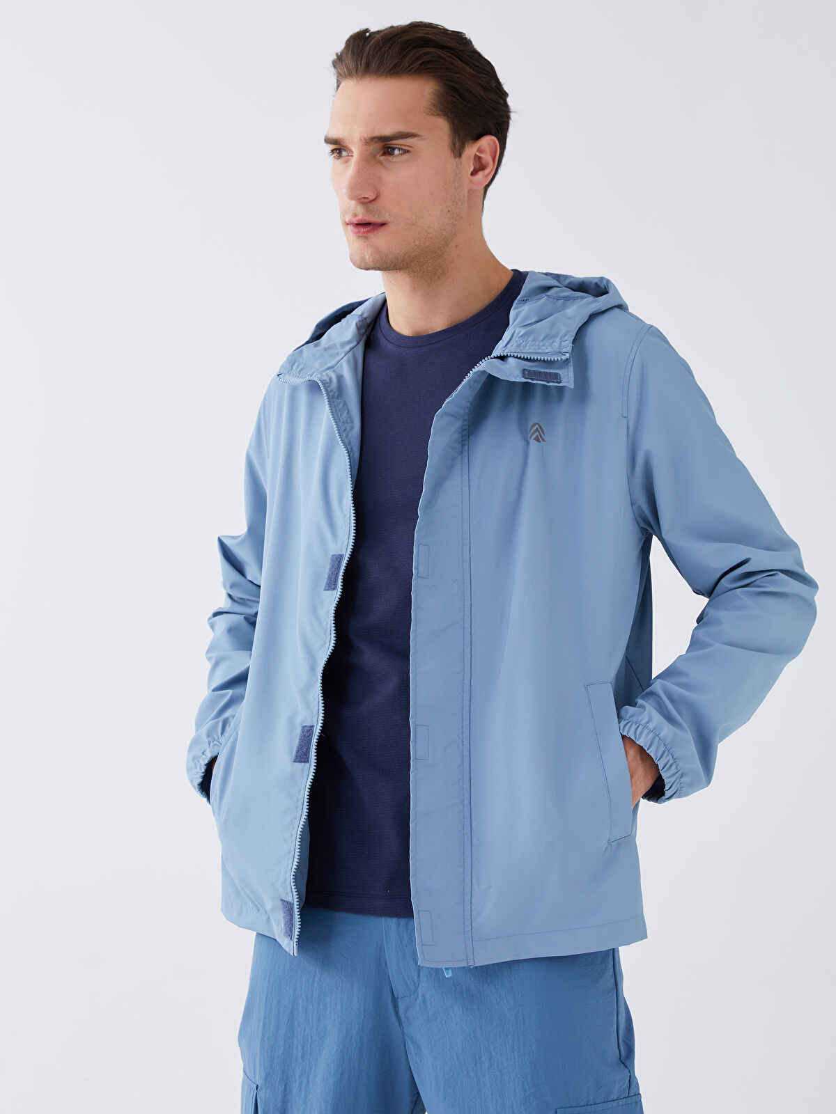 XSIDE ACTIVE Mavi Standart Kalıp Kapüşonlu Erkek Yağmurluk