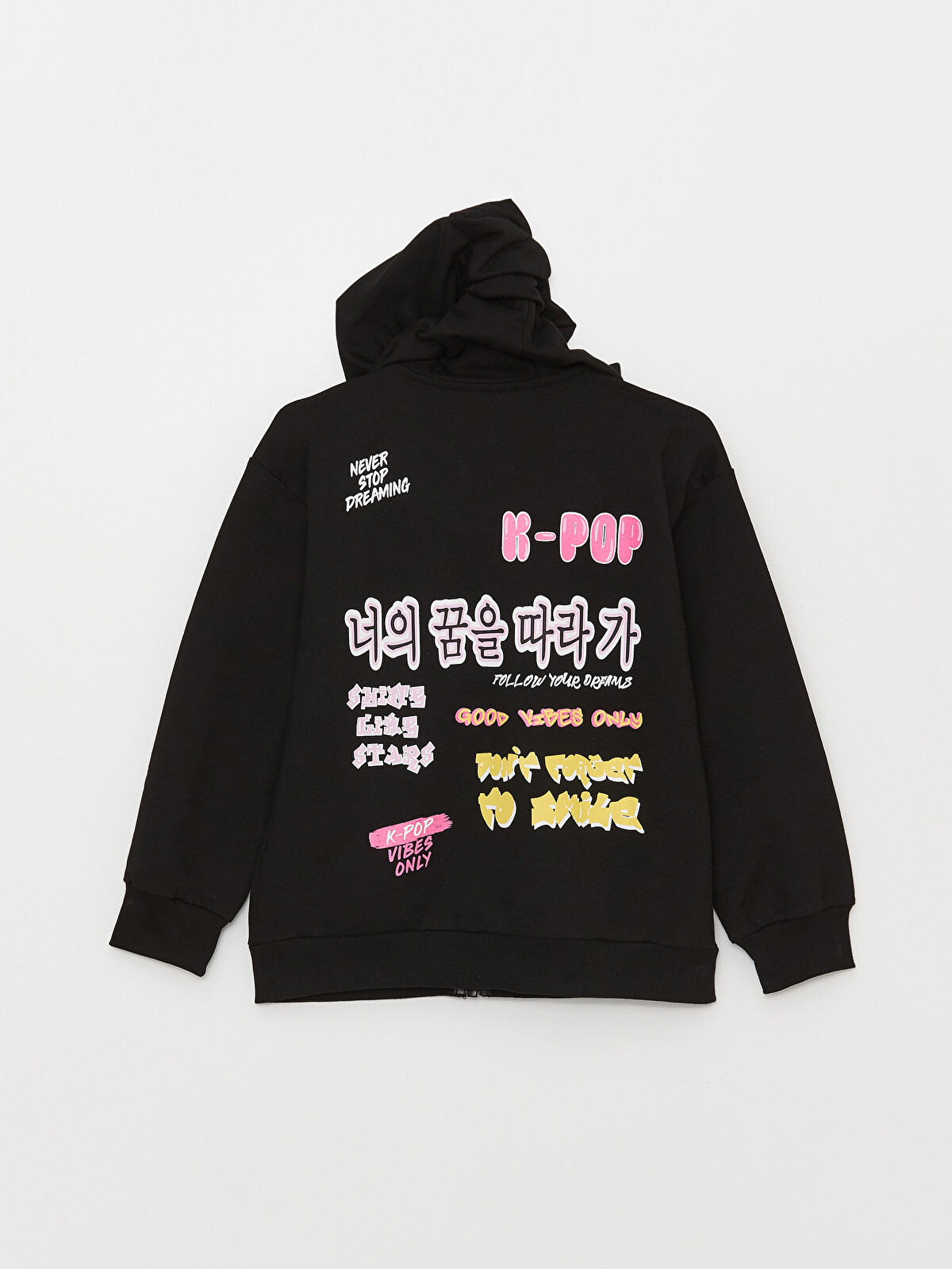 LCW Kids Girl's Hoodie K-pop Printed Long Sleeve Zippered