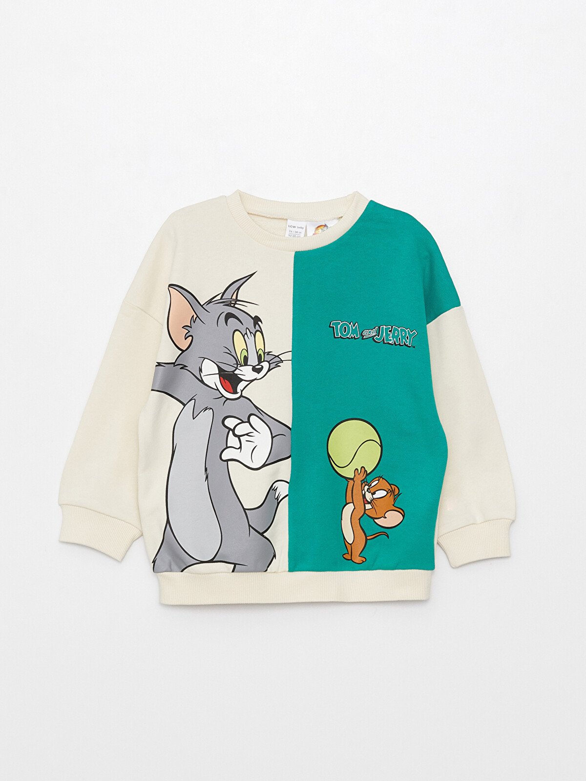 LCW baby Bej Bisiklet Yaka Uzun Kollu Tom Ve Jerry Baskılı Erkek
