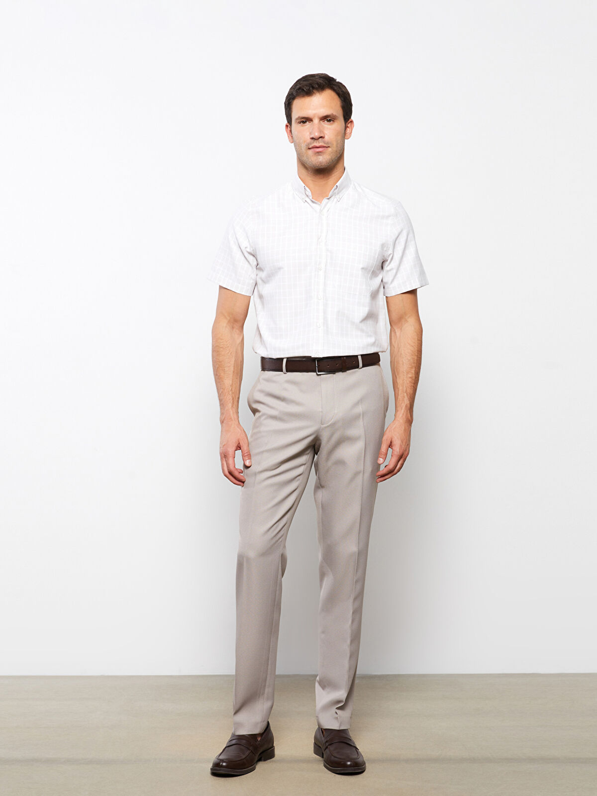 新着 Waikiki LC Regular Shirt Dobby Plaid Sleeve Short Men's Fit その他