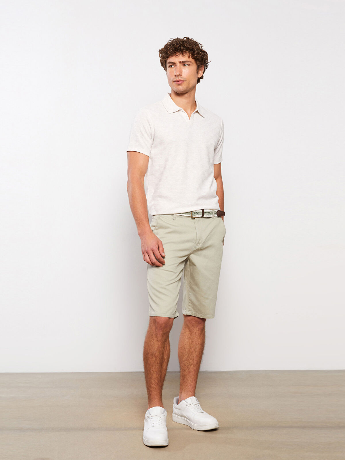 XSIDE Slim Fit Belted Men's Bermuda Shorts -S3AD88Z8-RLJ