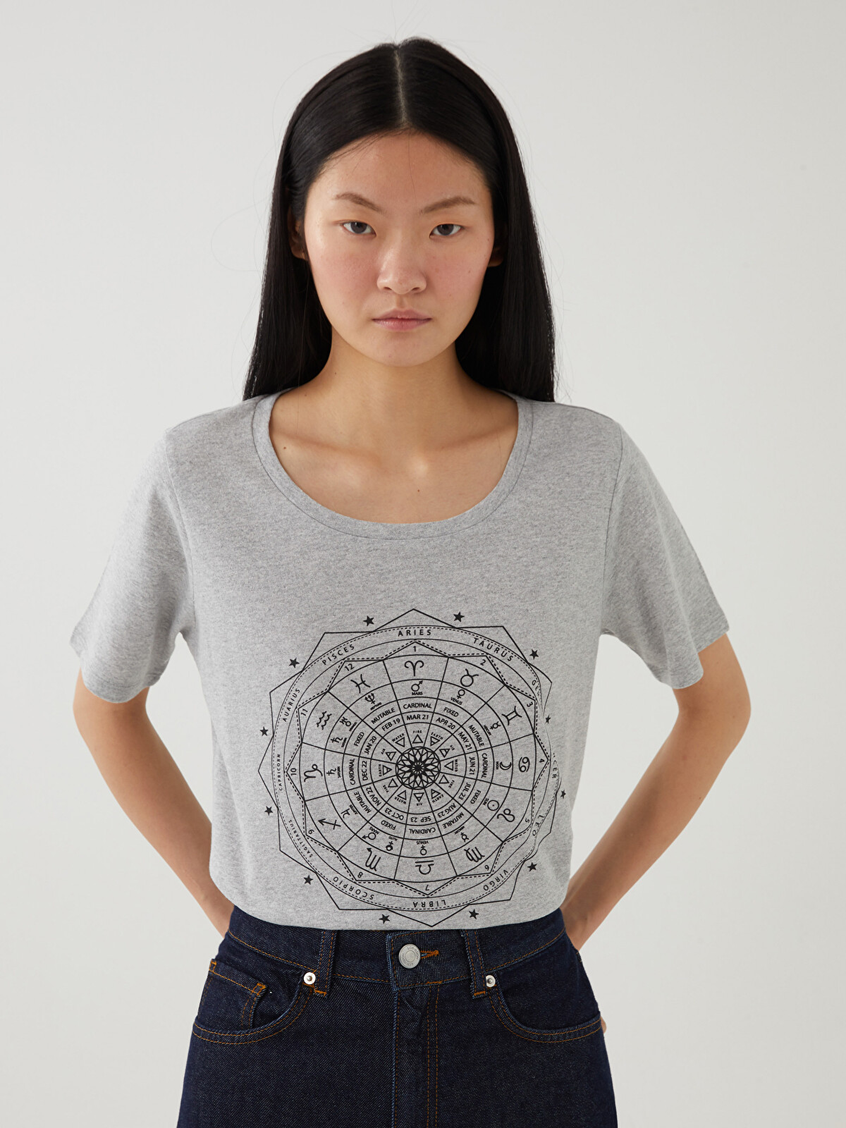 LCW ECO Crew Neck Printed Short Sleeve Women's T-shirt - S3AG01Z8