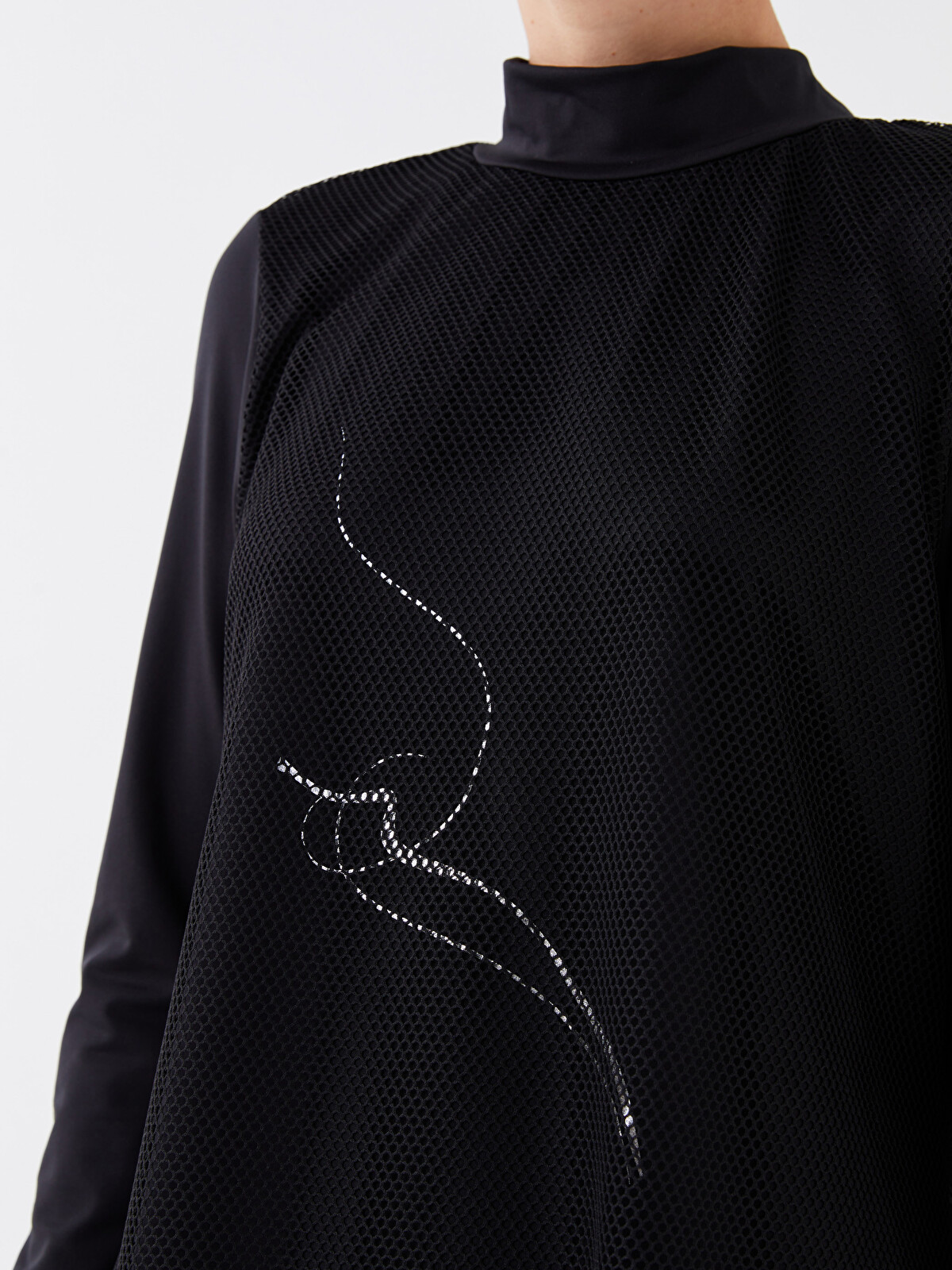 LCW DREAM Stand Up Collar Mesh Detailed Long Sleeve Women Hijab