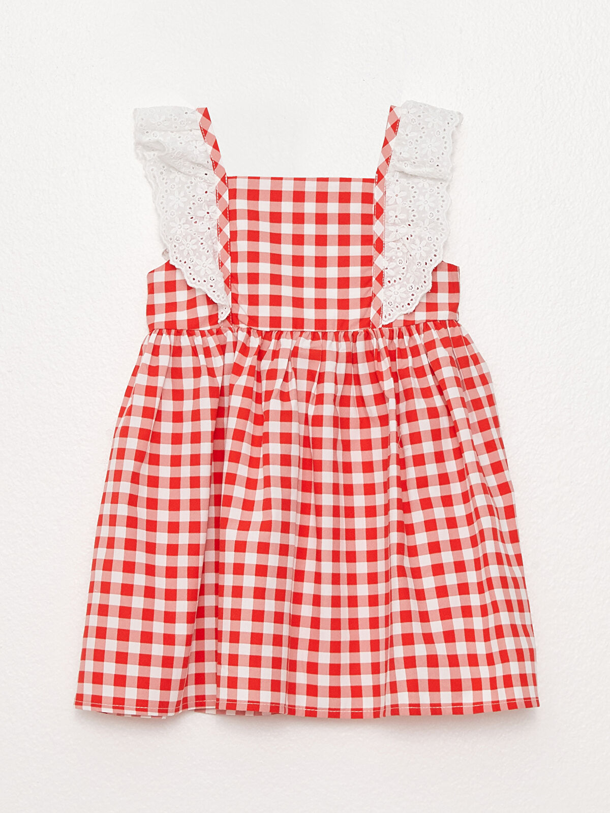 LCW baby Square Neck Short Sleeve Check Patterned Baby Girl