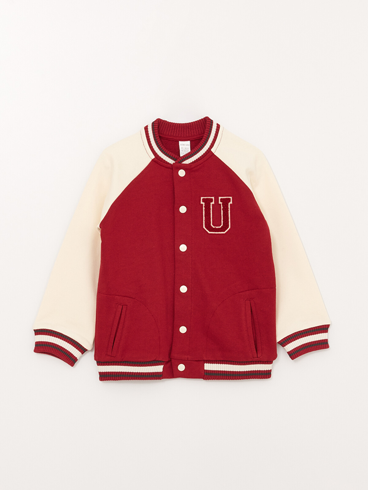 LCW baby College Neck Long Sleeve Baby Boy Bomber Jacket