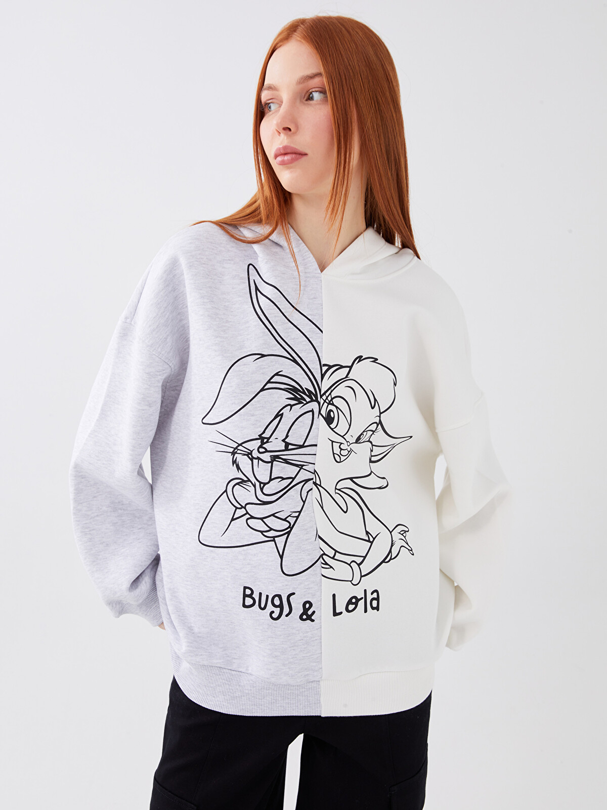 LCW Vision Bugs Bunny Printed Oversize Women's Thick Hoodie