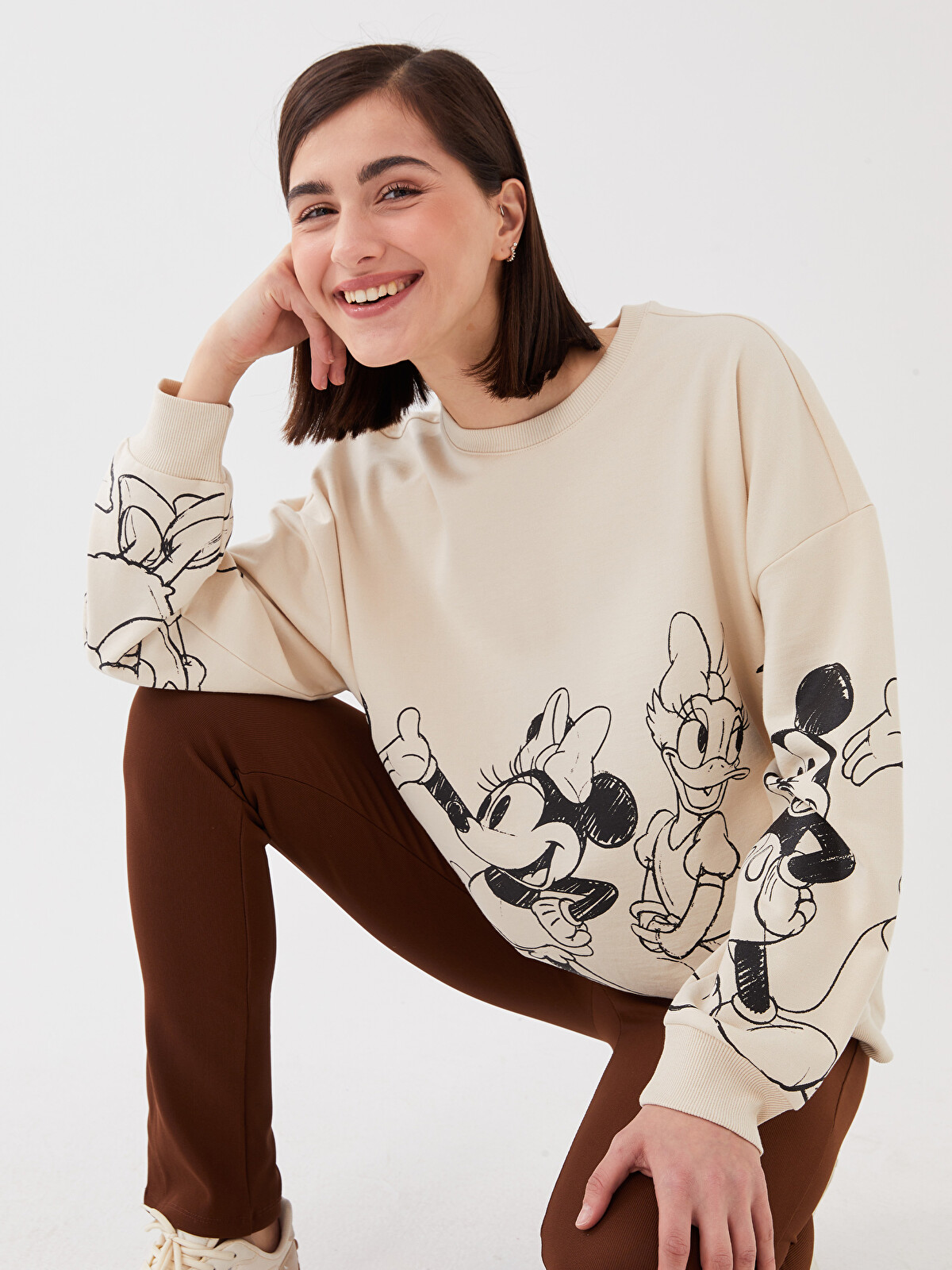 LCW Vision Mickey Mouse and Friends Printed Long Sleeve Women's