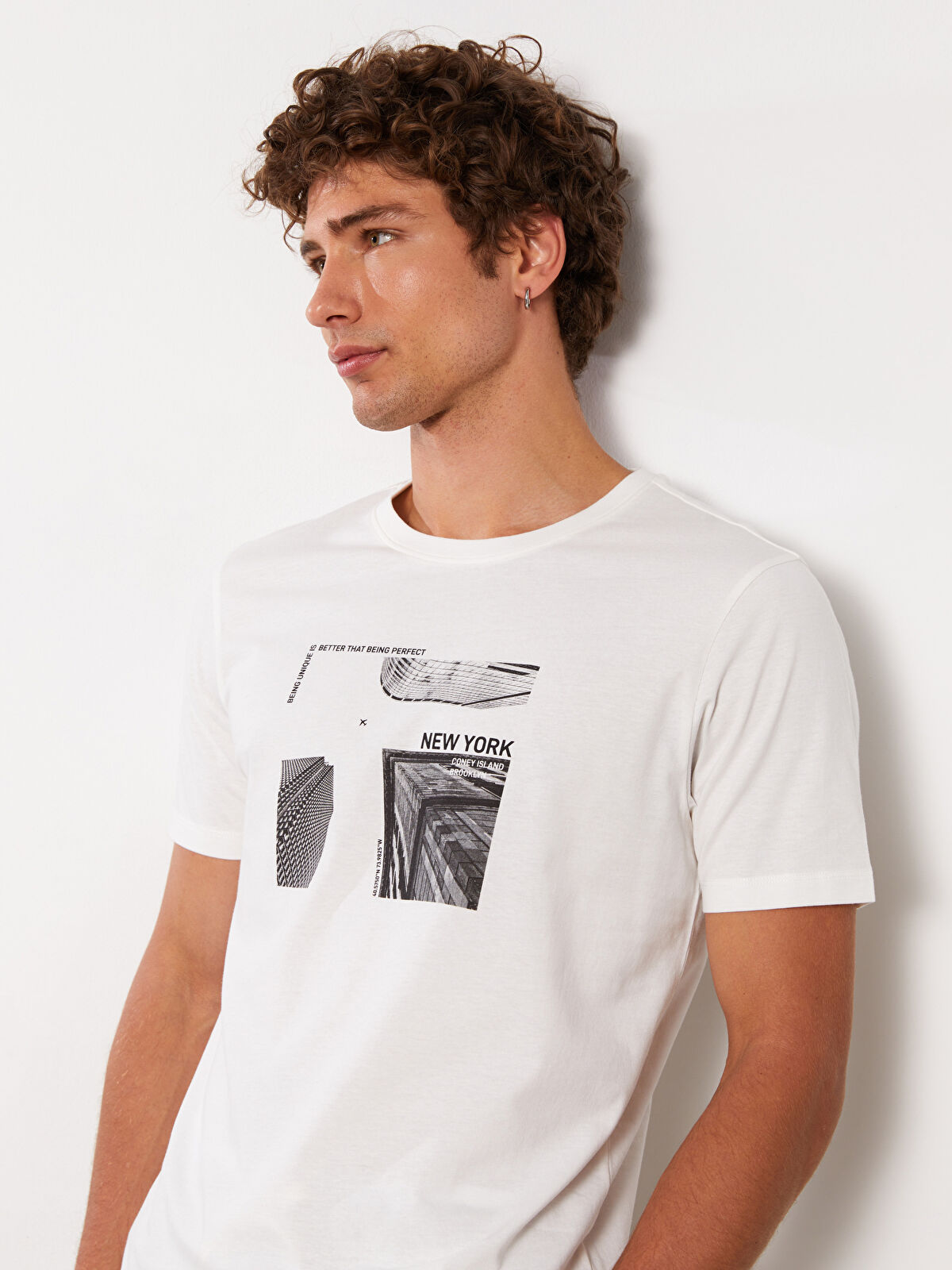 XSIDE Crew Neck Short Sleeve Printed Combed Cotton Men's T
