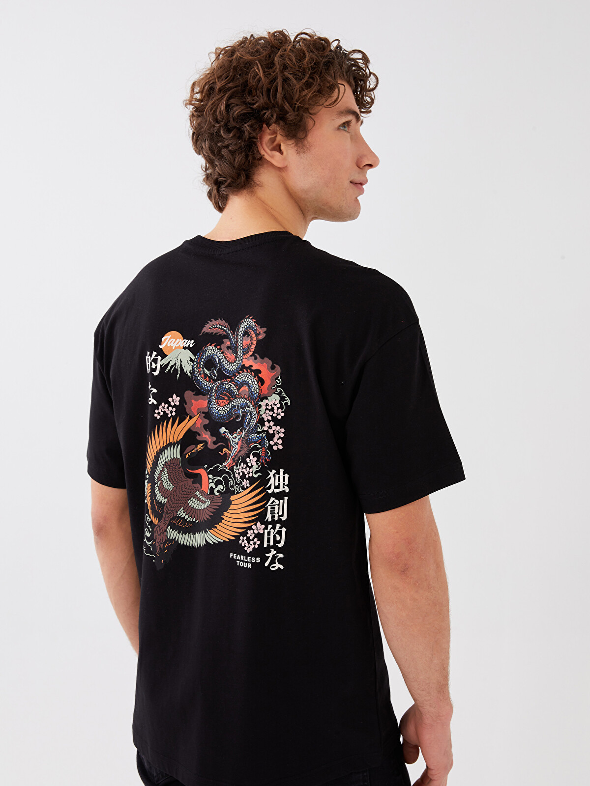 XSIDE Oversize Crew Neck Short Sleeve Printed Jersey Men's T-shirt