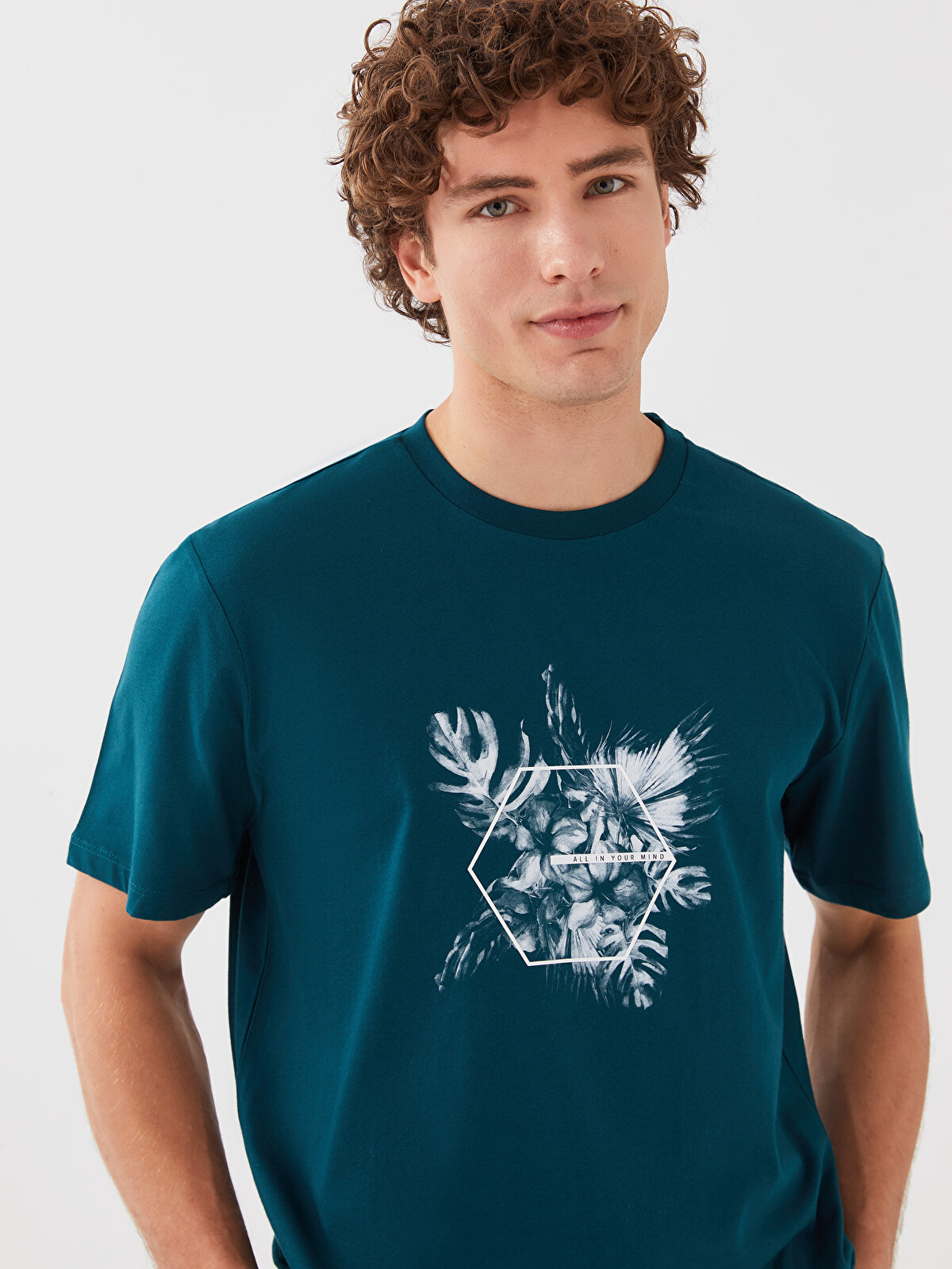 XSIDE Crew Neck Short Sleeve Patterned Jersey Men's T-Shirt