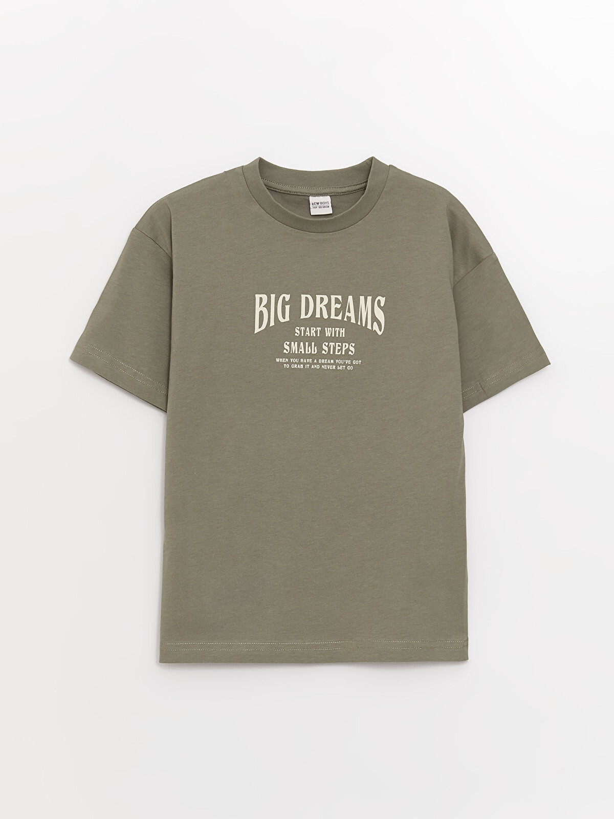 LCW Kids Haki Oversize Bisiklet Yaka Erkek Çocuk Tişört - S3DR48Z4