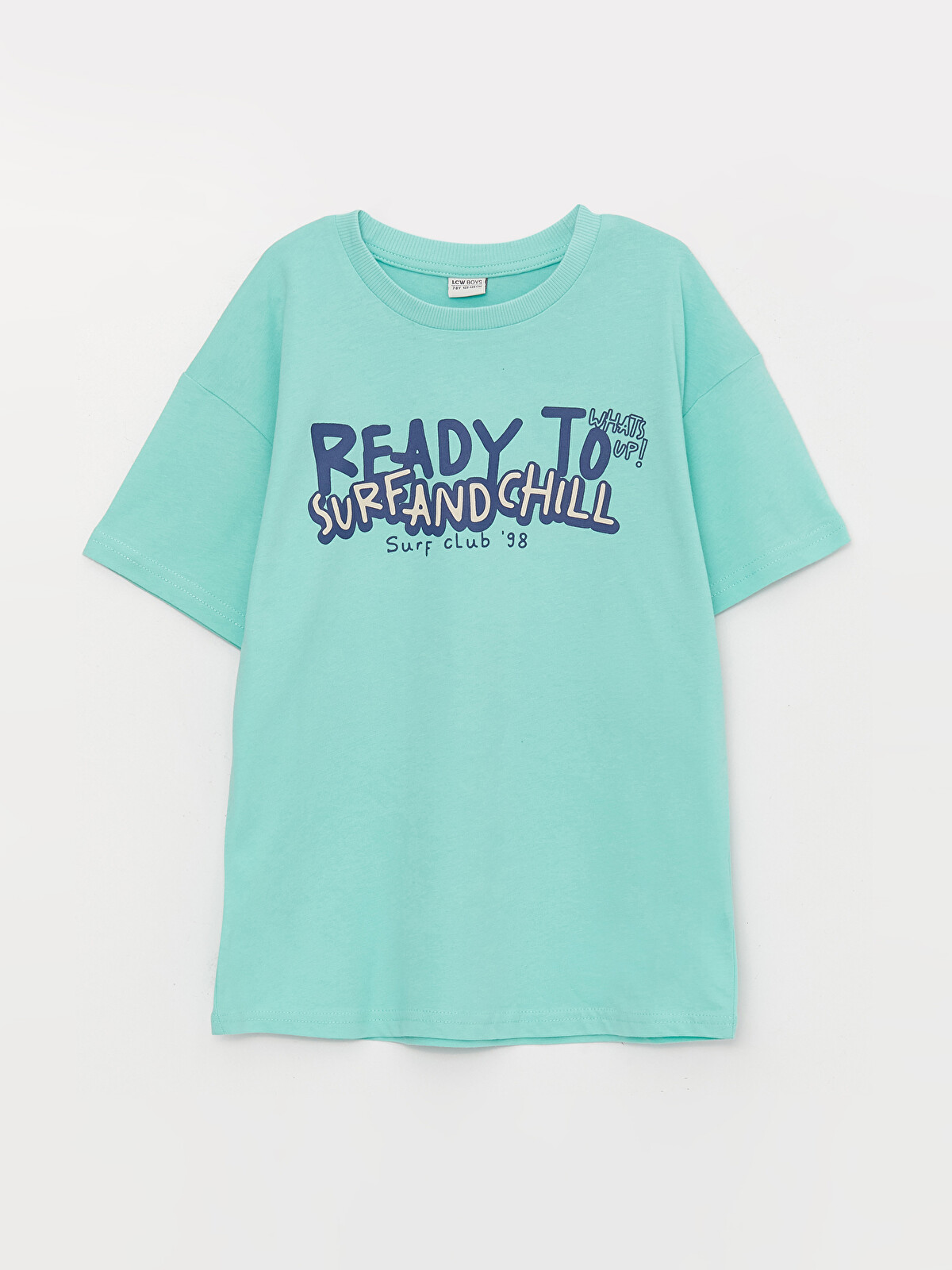 LCW Kids Turkuaz Oversize Bisiklet Yaka Erkek Çocuk Tişört