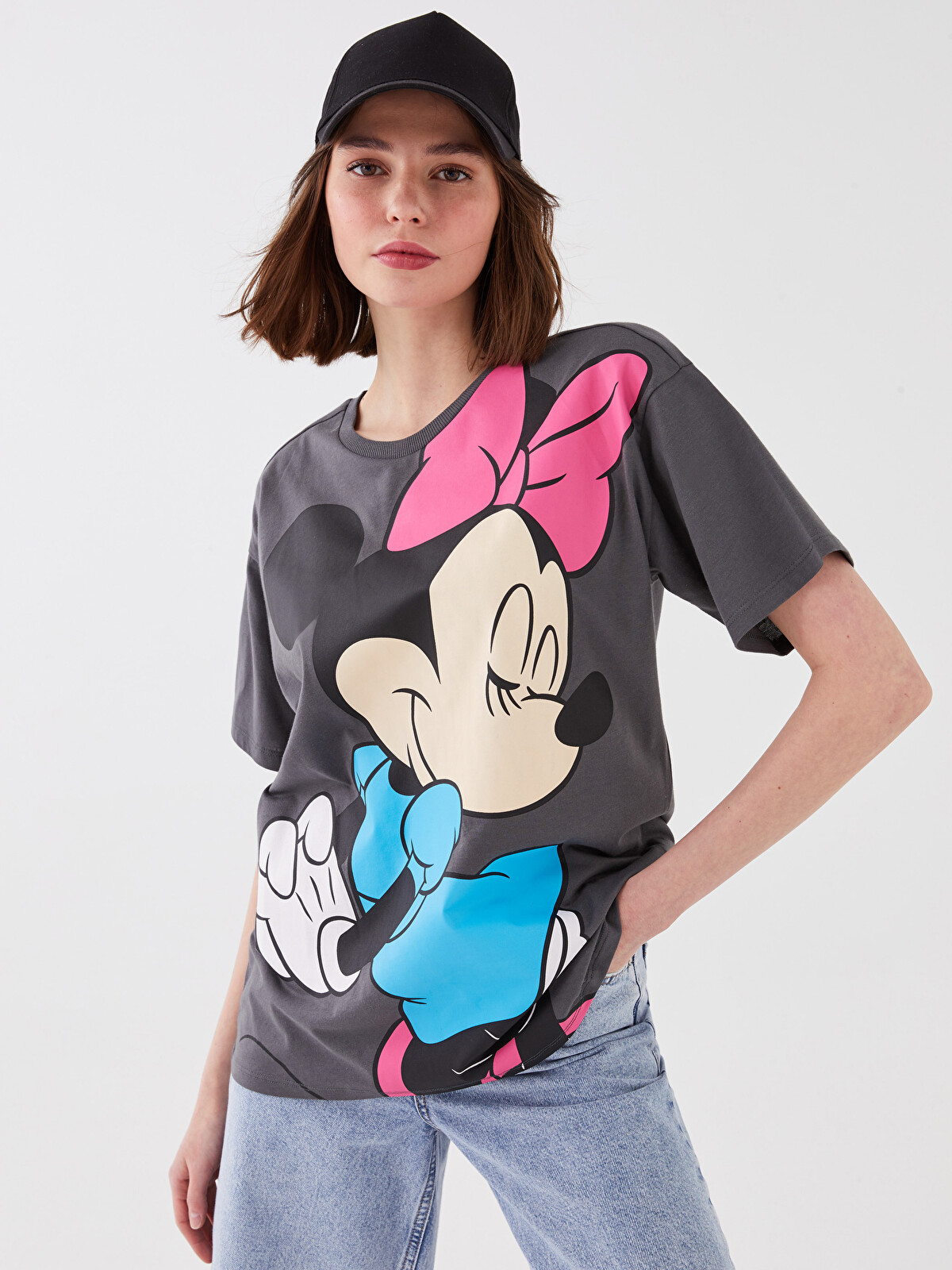 XSIDE Tricou cu Guler Rotund Imprimat Minnie Mouse cu Mânecă