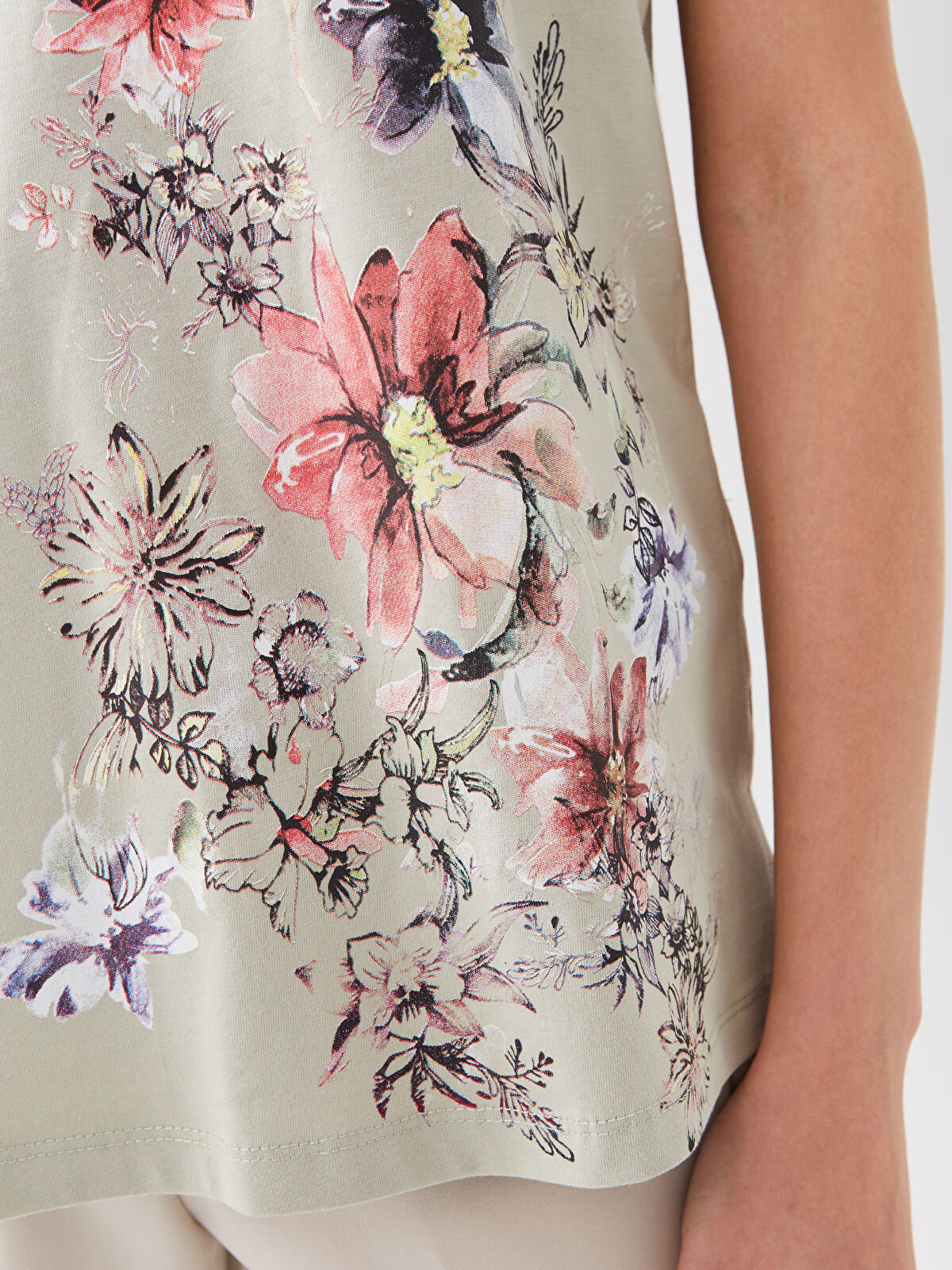 Crew Neck Floral Short Sleeve Women's T-Shirt -S3G446Z8-G4W