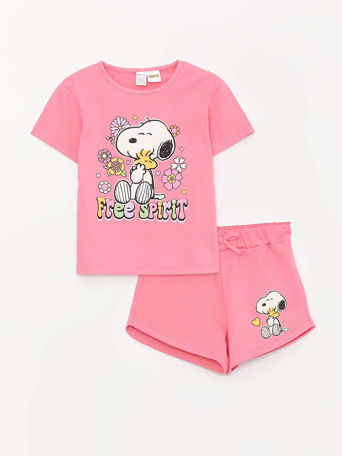 LCW baby Snoopy Printed Baby Girl T-Shirt and Shorts - S3GA45Z1