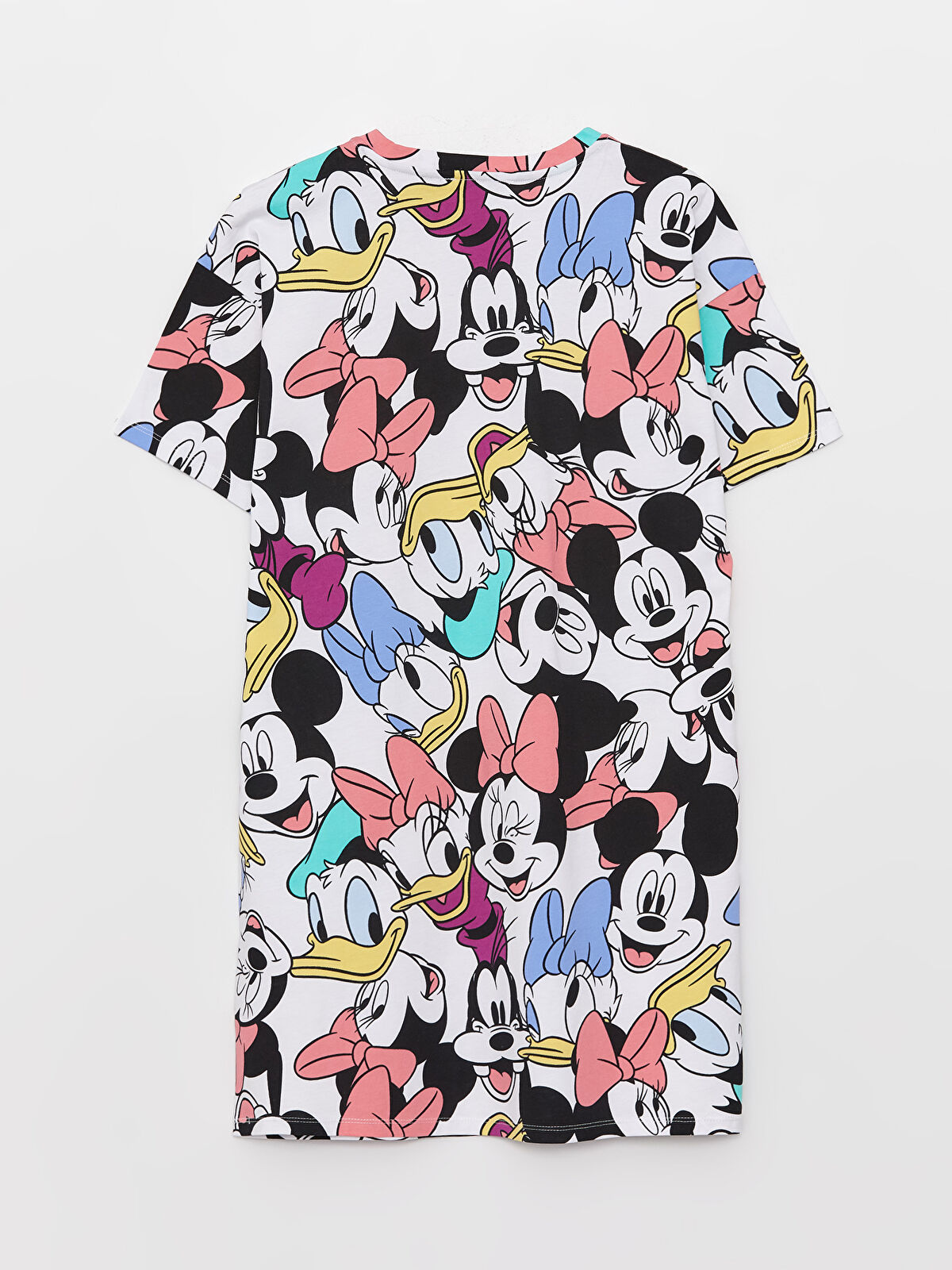 NEW MICKEY MOUSE ミニワンピース XSIDE Crew Neck Mickey Mouse Printed Short Sleeve Women's