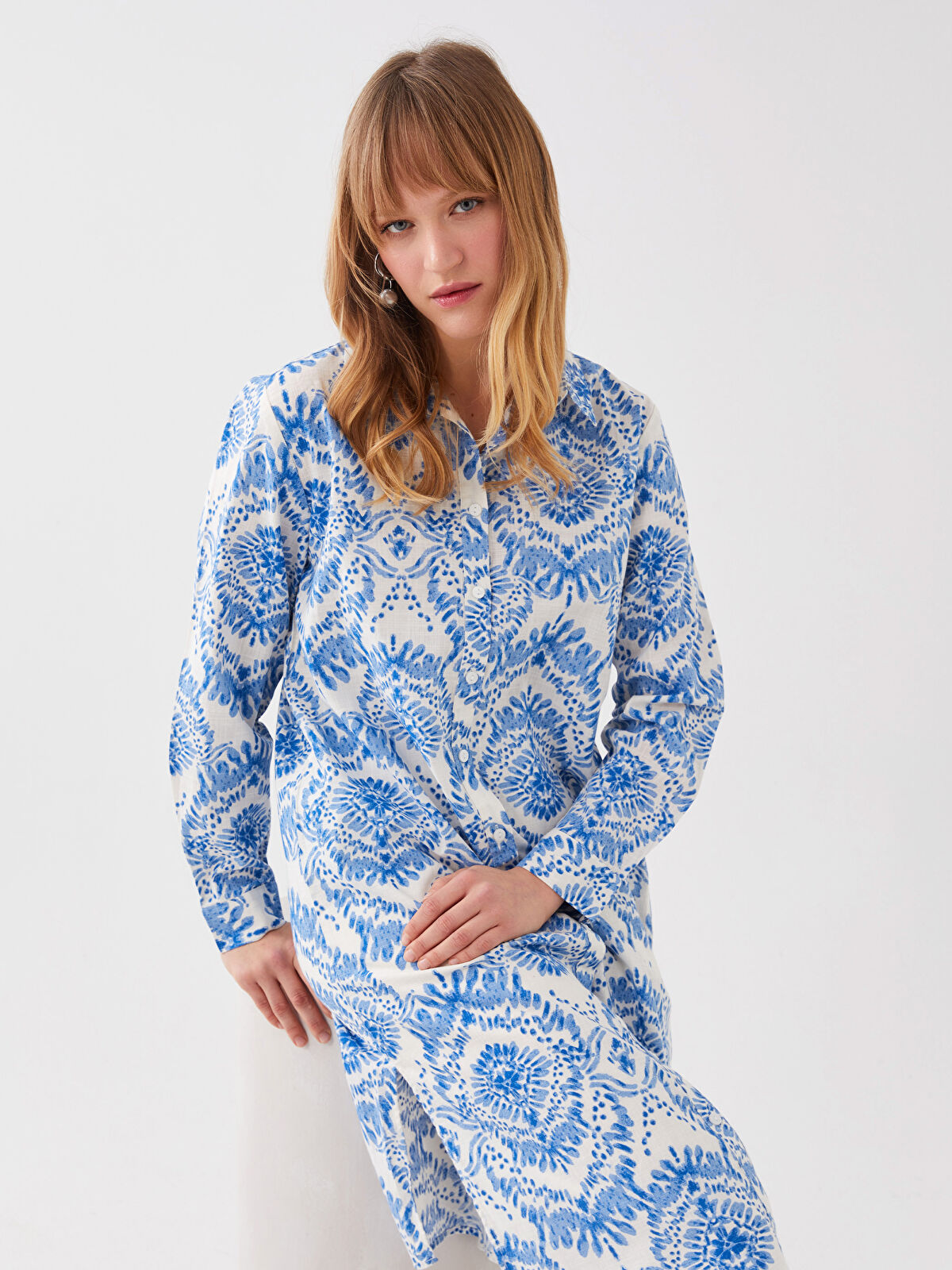 LCWAIKIKI Classic Patterned Women's Shirt Tunic -S3GP97Z8