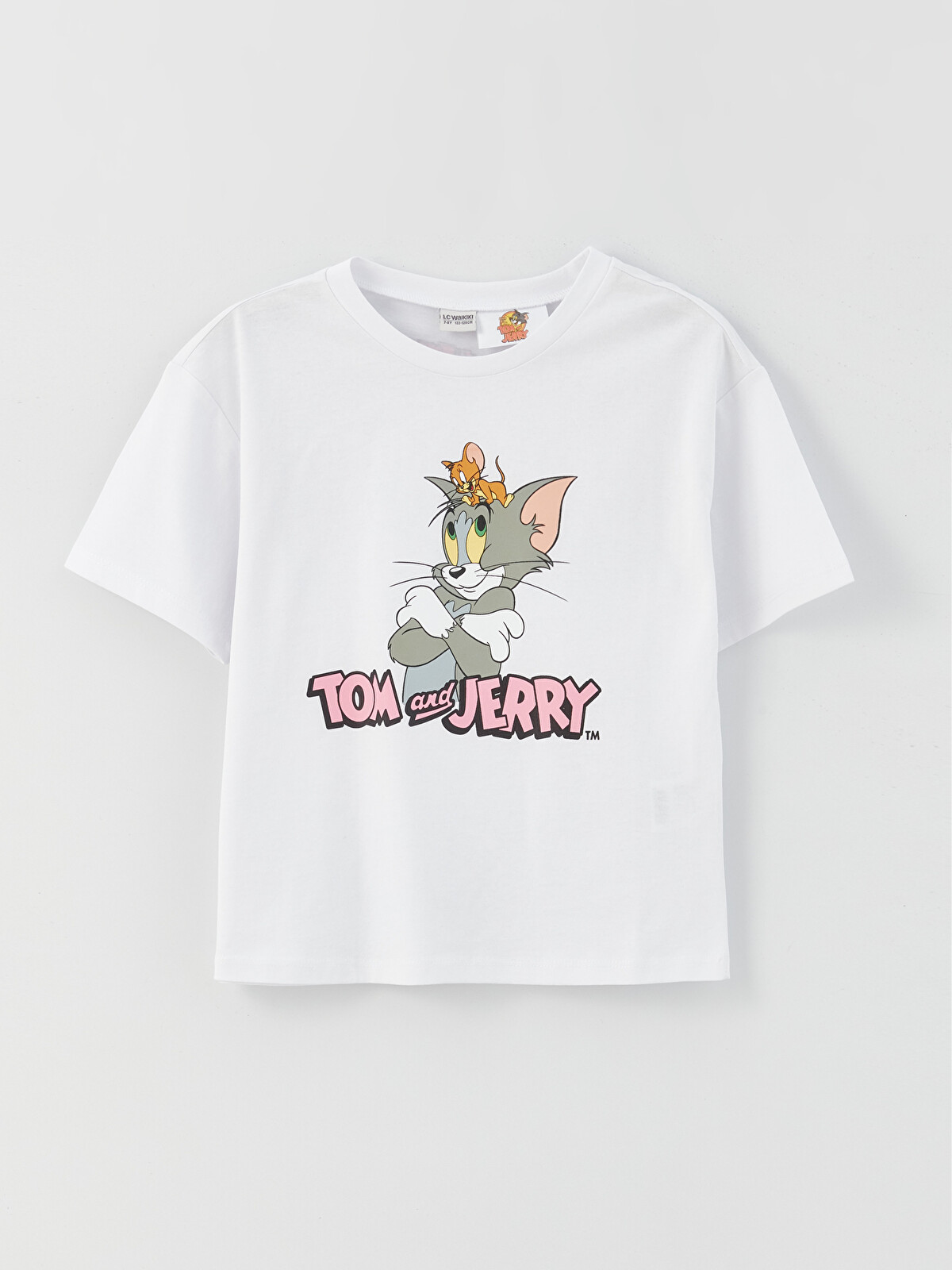 LCW Kids Bisiklet Yaka Tom ve Jerry Baskılı Kısa Kollu Kız Çocuk