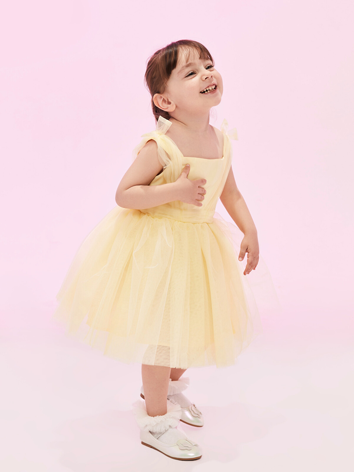 LCW baby Sarı Kare Yaka Kız Bebek Elbise - S3H506Z1-FRS | LCW