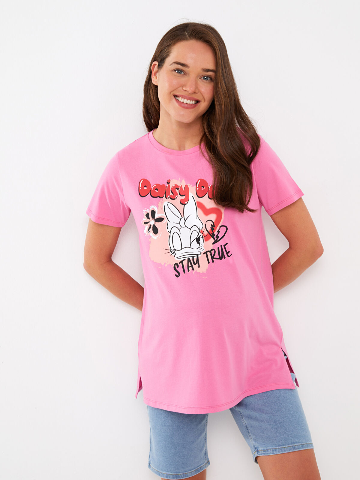 XSIDE Crew Neck Daisy Duck Printed Short Sleeve Women's T