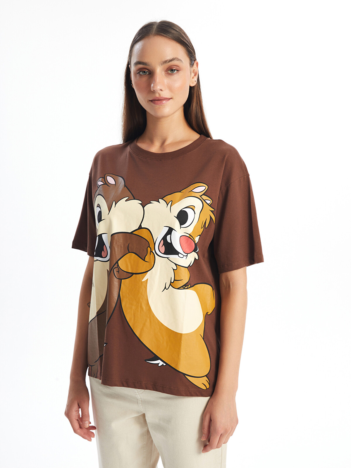 LCW Vision Crew Neck Chip'n Dale Printed Short-Sleeve Oversized