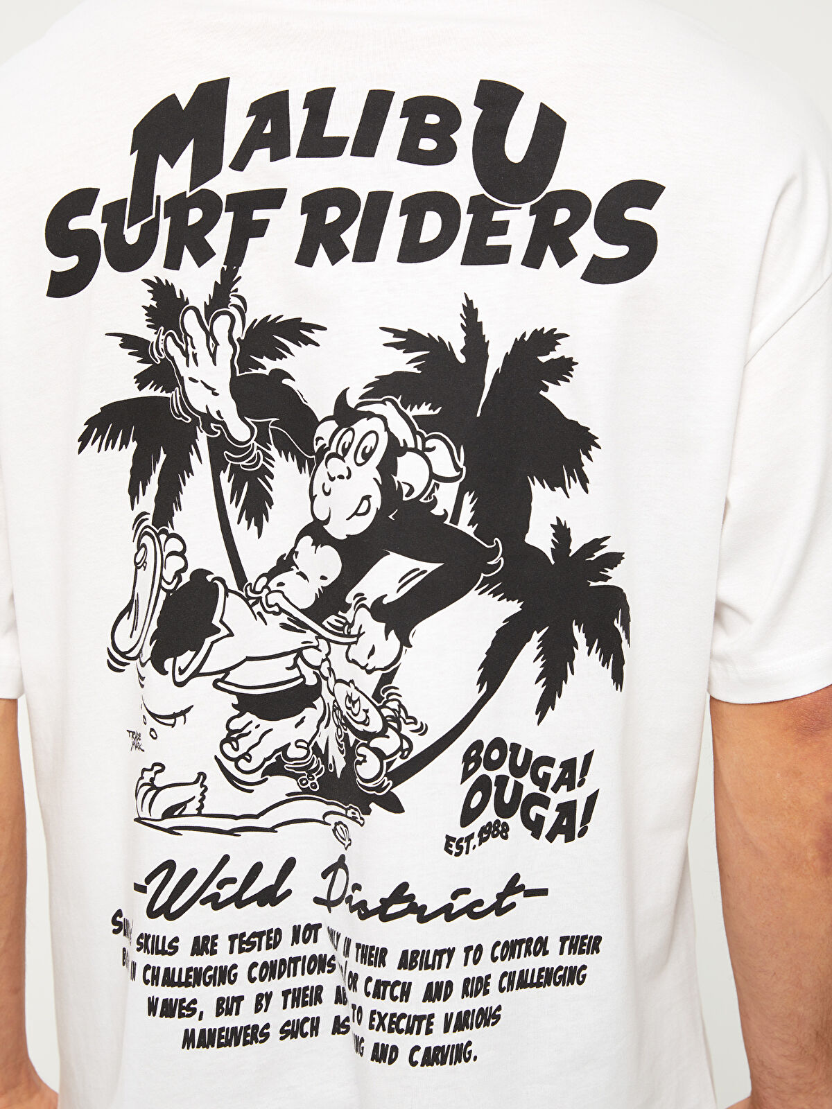 Crew Neck Short Sleeve Nostalgic Monkey Printed Jersey Men's