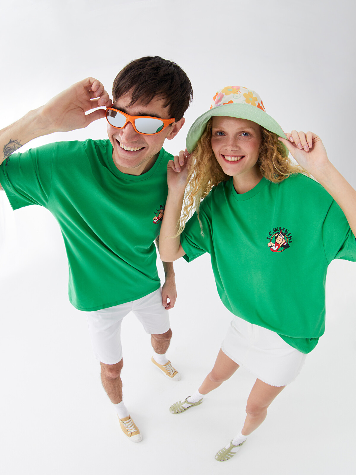 XSIDE Crew Neck Short Sleeve Nostalgic Monkey Printed Jersey Men's