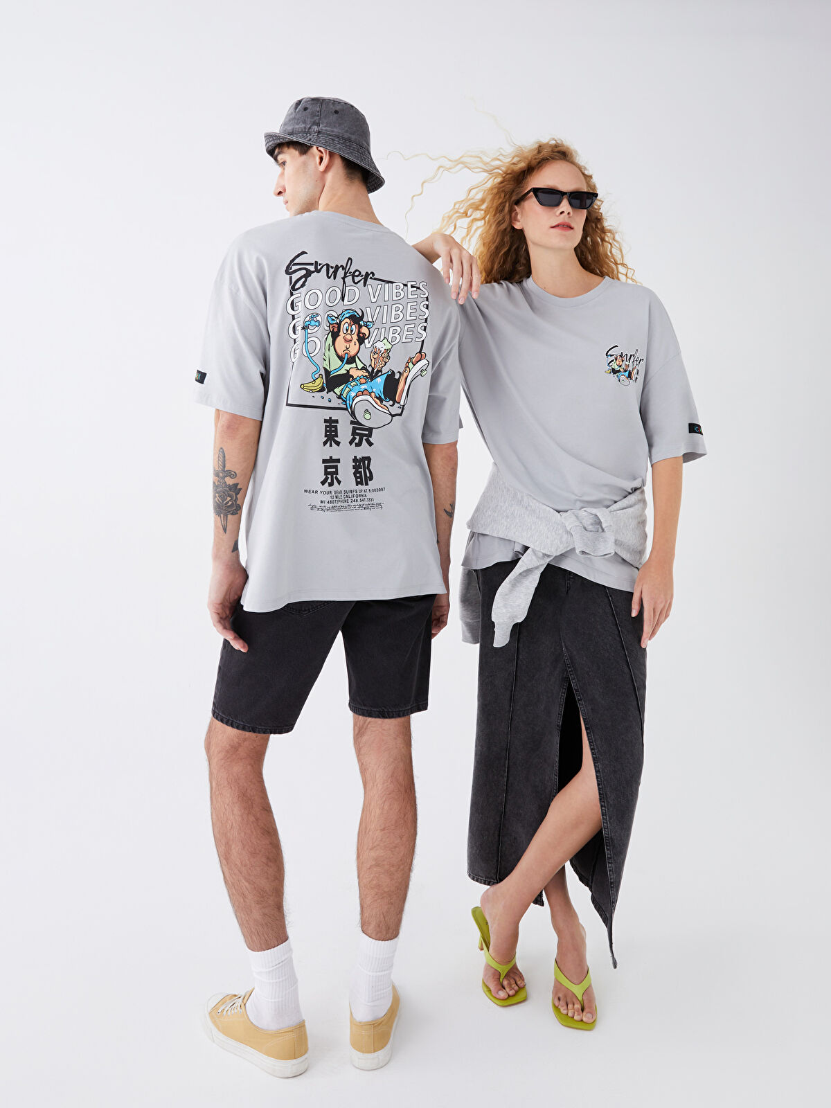 Tシャツ・カットソー SATUR [Park Gyu-young PICK] Apero Leaf Graphic Short Sleeve XSIDE Crew Neck Short Sleeve Nostalgic Monkey Printed Combed