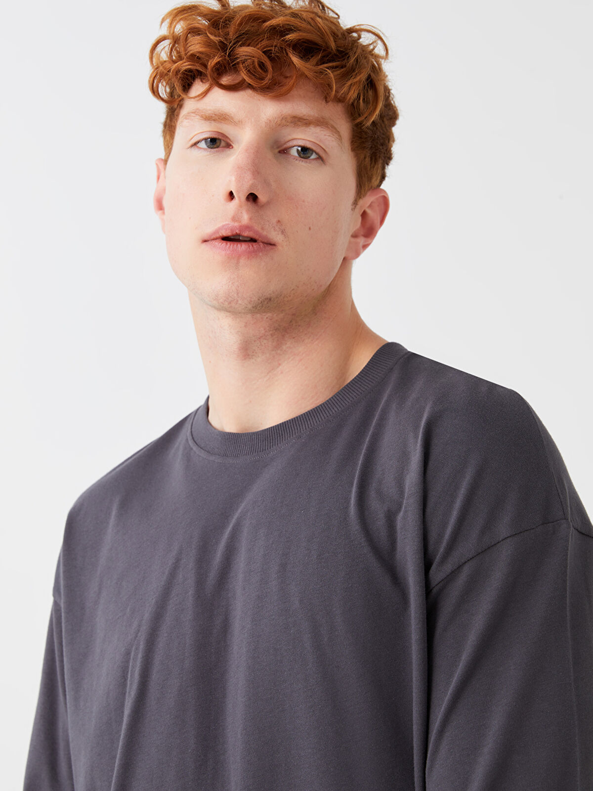 XSIDE Antrasit Bisiklet Yaka Kısa Kollu Erkek Tişört - S3J896Z8