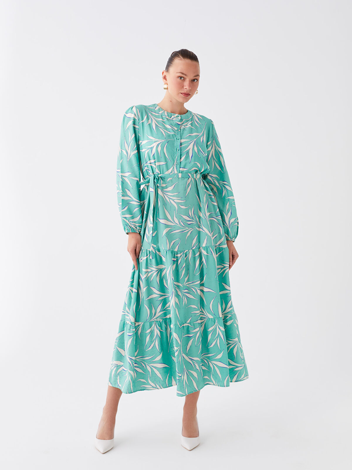 Patterned Long Sleeve Women Dress -S3JI01Z8-LRR - LC Waikiki
