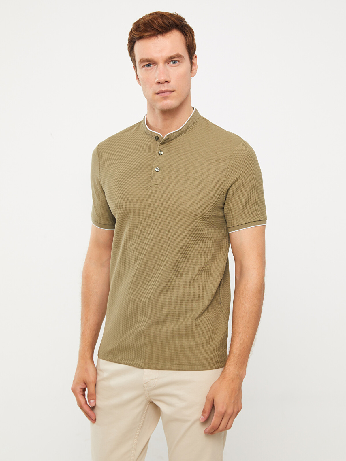 LCW Vision Grandad Collar Short Sleeve Men's T-shirt - S3JN07Z8