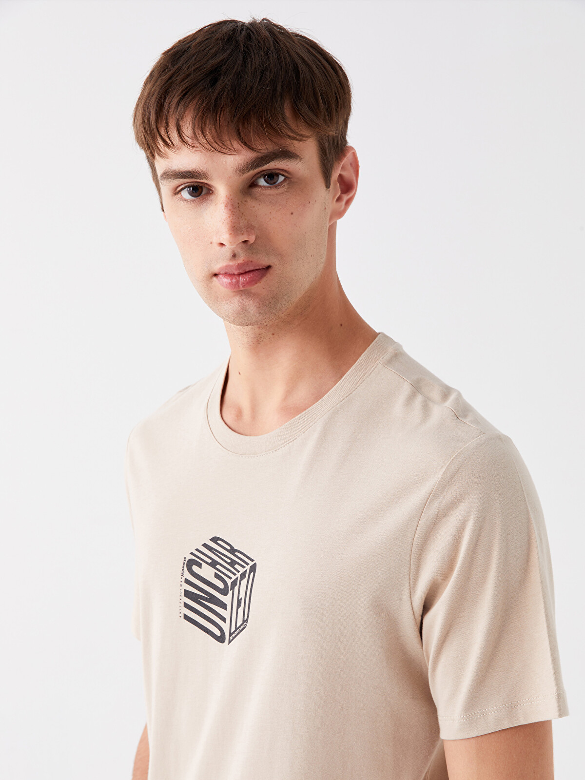 XSIDE Crew Neck Short Sleeve Printed Combed Cotton Men's T-shirt