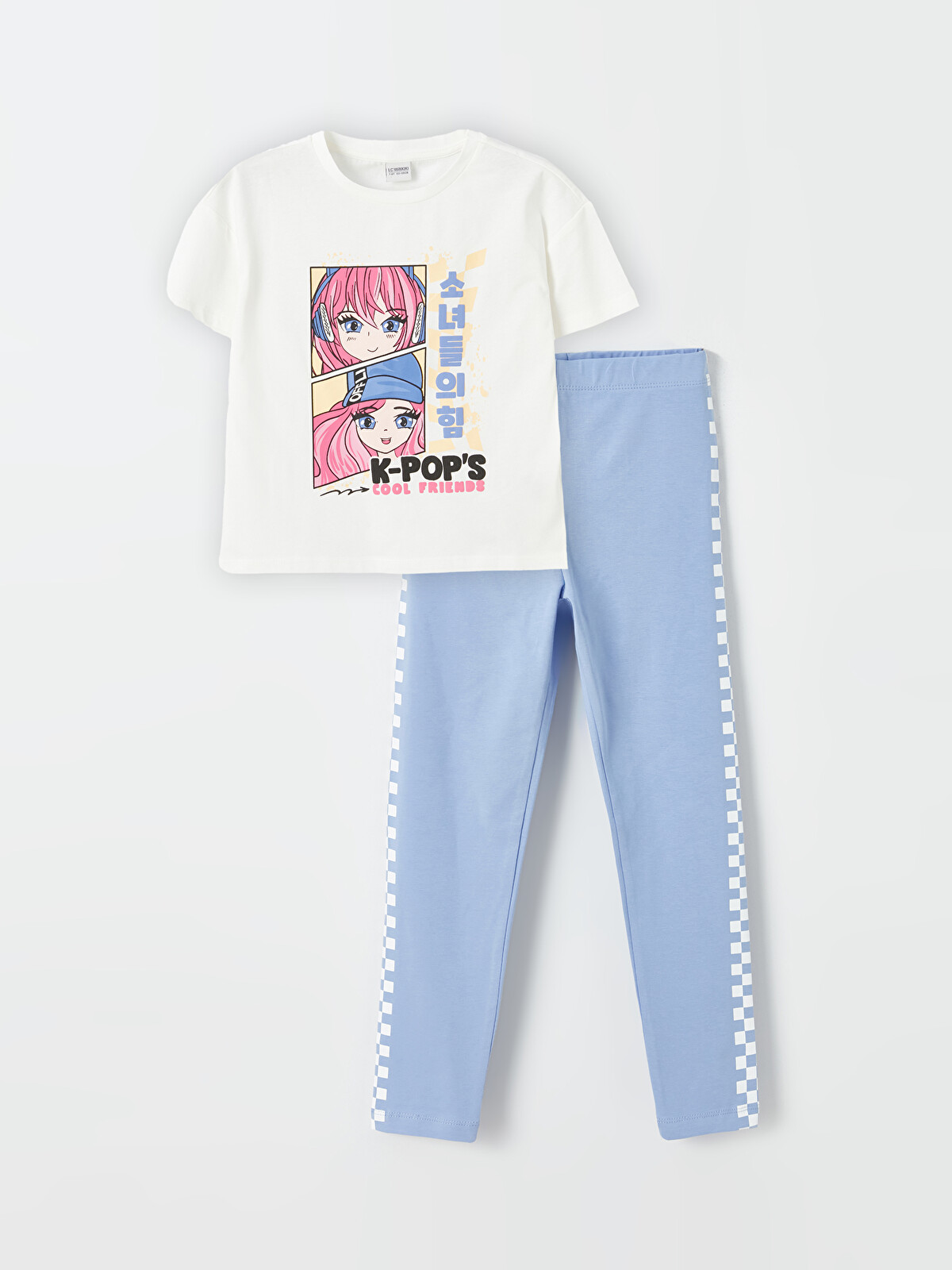 LCW Kids Crew Neck K-Pop Printed Short Sleeve Girls' T-Shirt and