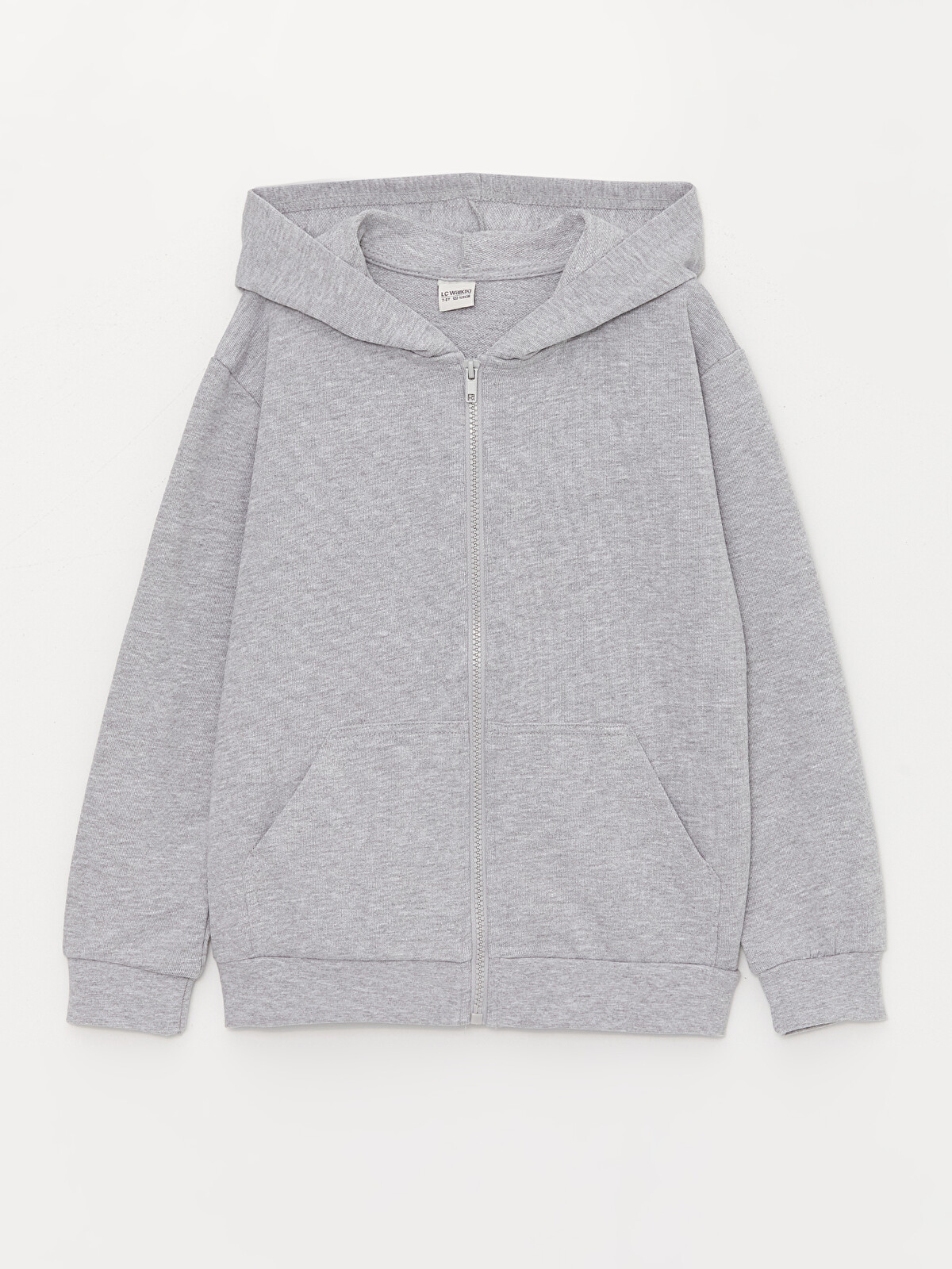 LCW Kids Gri Kapüşonlu Basic Uzun Kollu Erkek Çocuk Fermuarlı