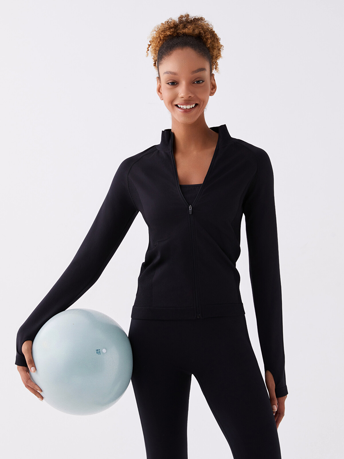 XSIDE ACTIVE Dik Yaka Düz Uzun Kollu Kadın Dikişsiz Spor Hırka