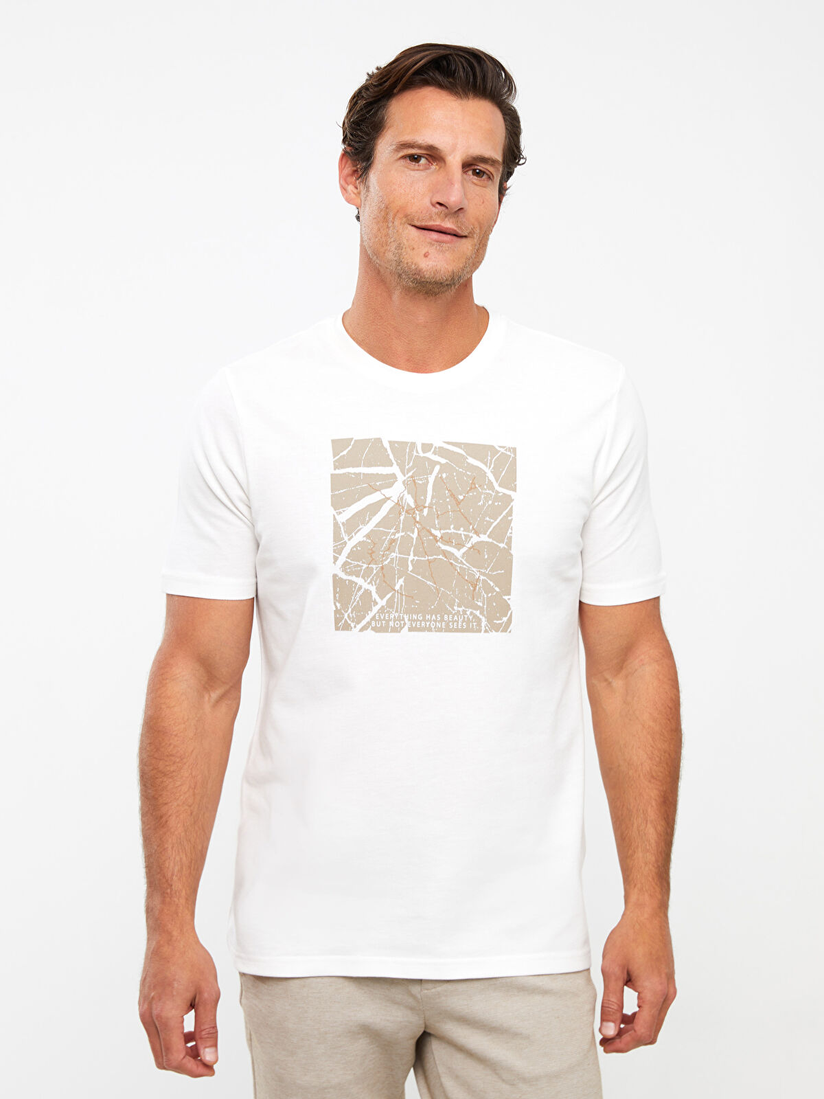 LCWAIKIKI Classic Crew Neck Short Sleeve Printed Pique Men's