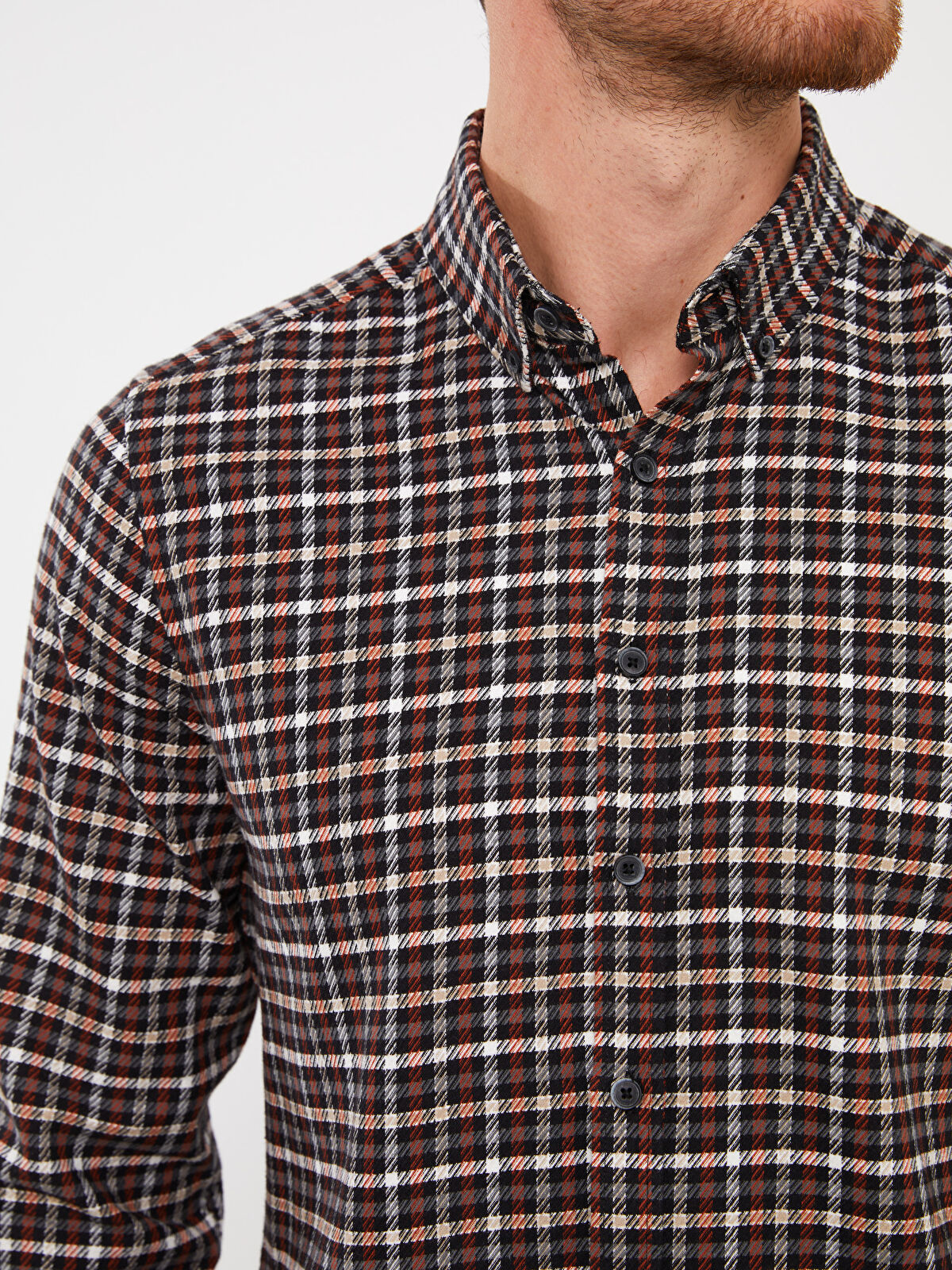 LCWAIKIKI Classic Slim Fit Long Sleeve Plaid Twill Men's
