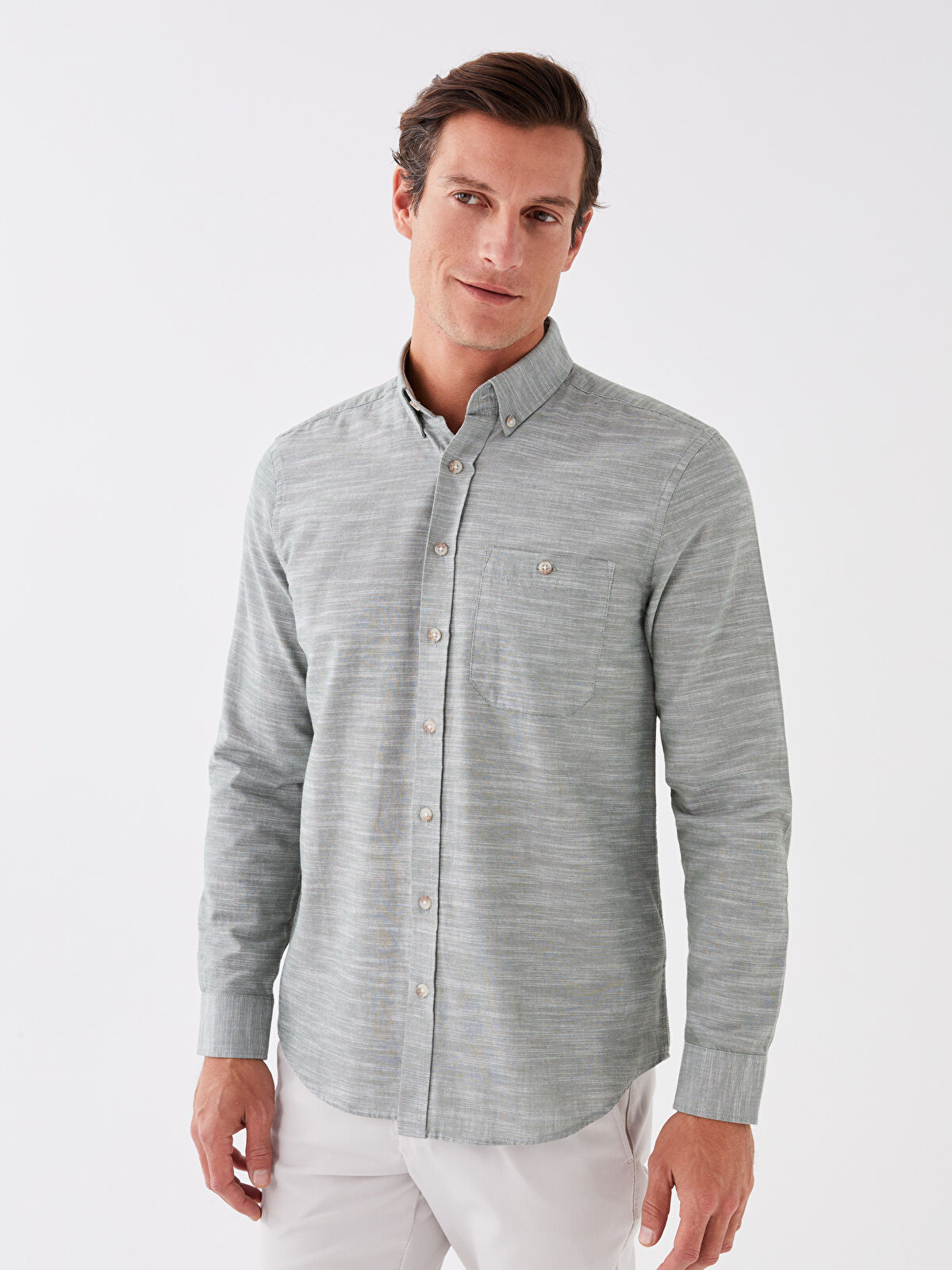 Lich　英語 LCWAIKIKI Classic Regular Fit Long Sleeve Poplin Men's Shirt