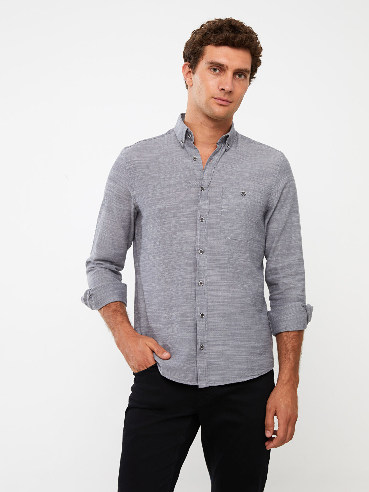 Lich　英語 LCWAIKIKI Classic Regular Fit Long Sleeve Poplin Men's Shirt